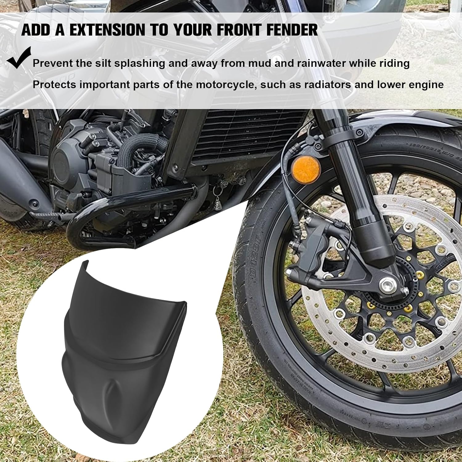 CHIFUN Front Fender Mudguard Extender for Honda Rebel 1100 CMX1100 2021-2024, Wheel Cover Splash Guard Extension Replacement for Motorcycle Dust Guards Accessories