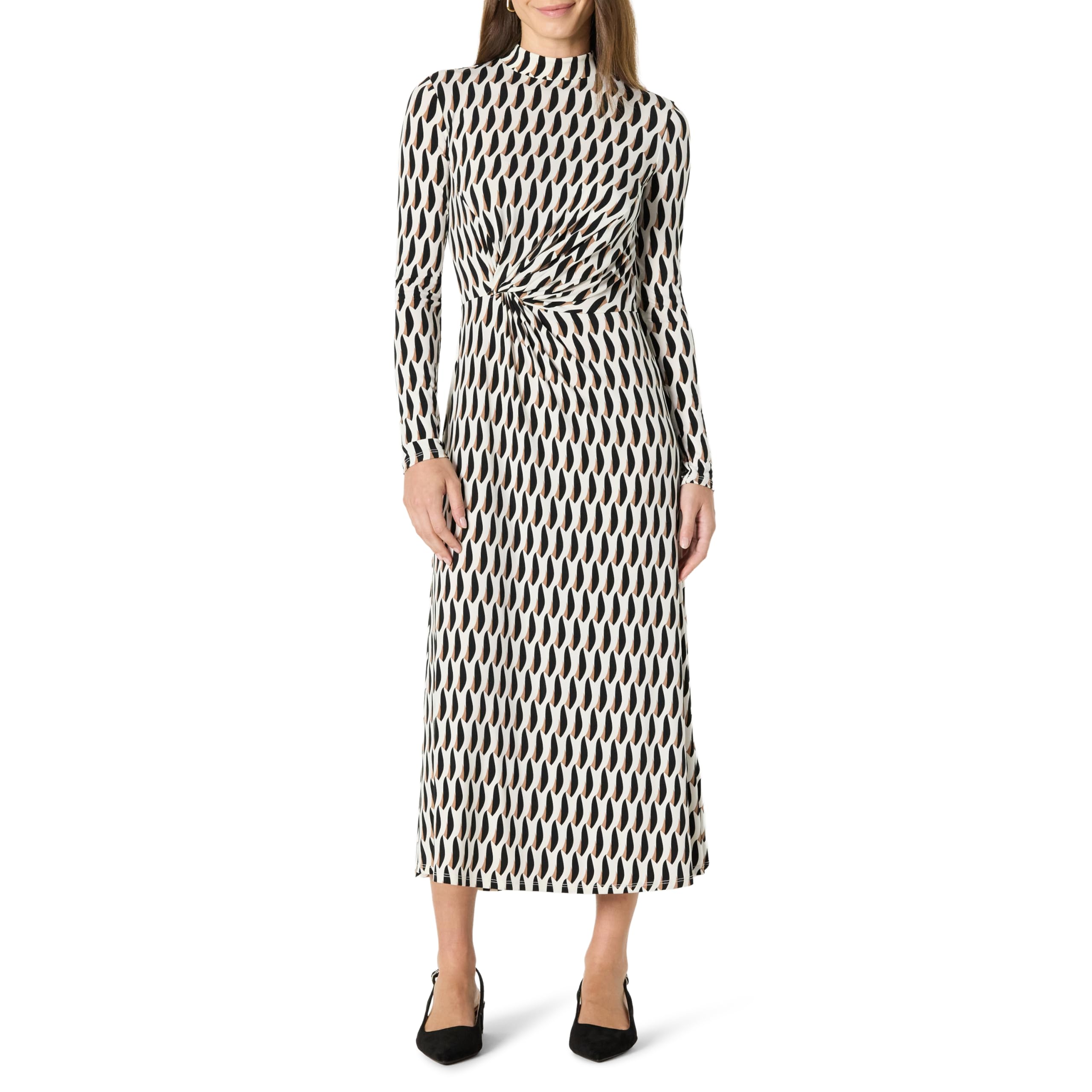 Amazon Essentials (Demi's Pick) Women's Fit and Flare Long-Sleeved Short Maxi Dress