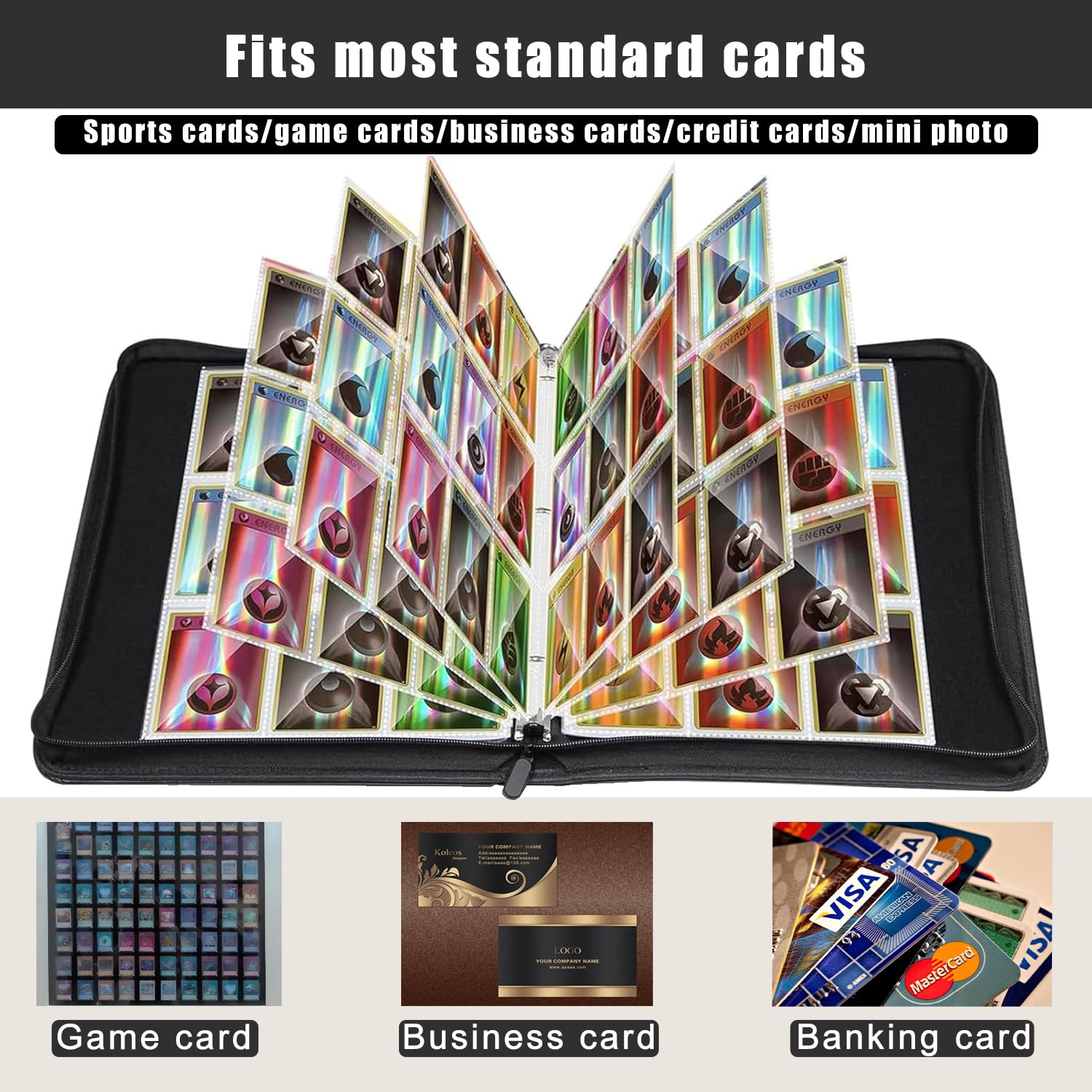TUHDWJ Trading Card Binder 9 Pocket, Premium PU Leather Trading Card Album, 900 Pockets Card Folder Card Binder Holder Album - Image 4