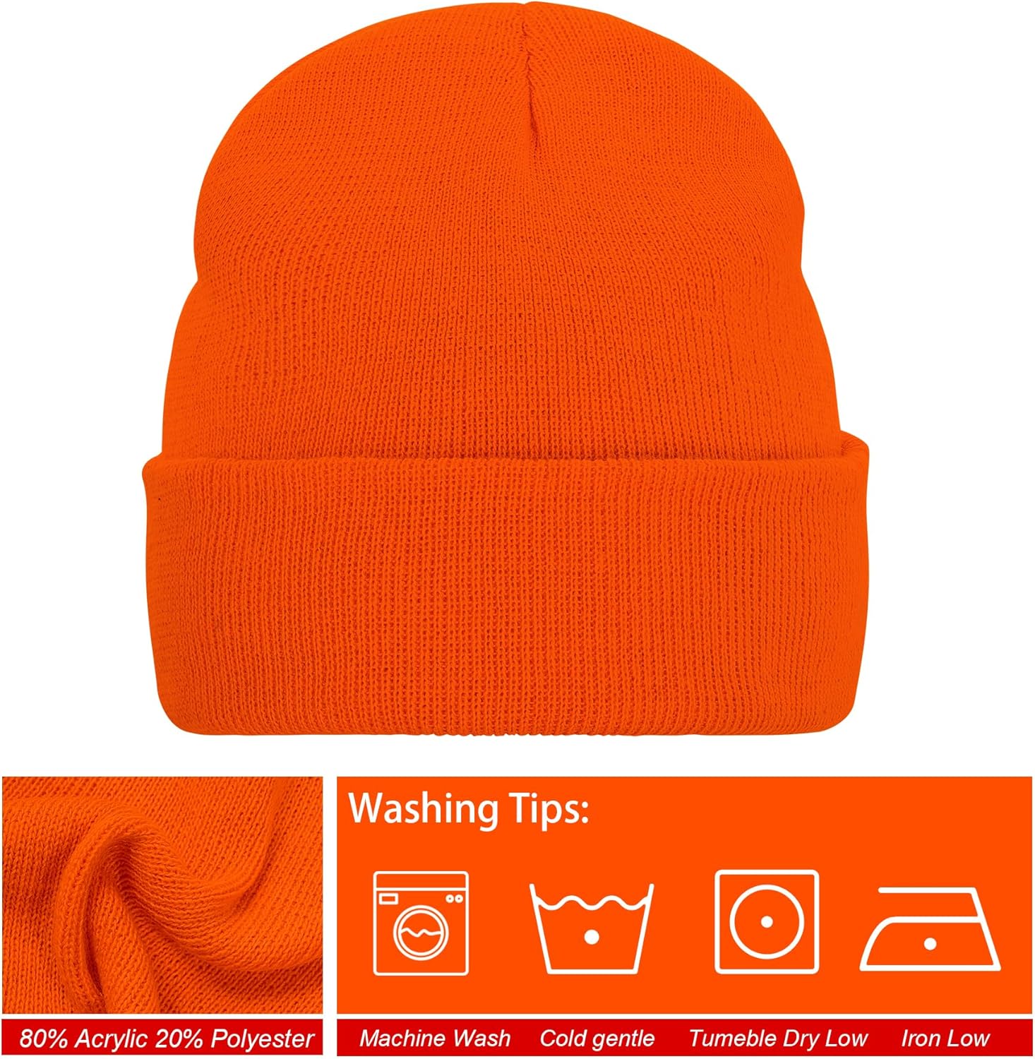 Beanie for Men Women, Slouchy Knitted Beanie Hats Winter Warm Hat Unisex Cuffed Plain Hat for Cold Weather - Image 3