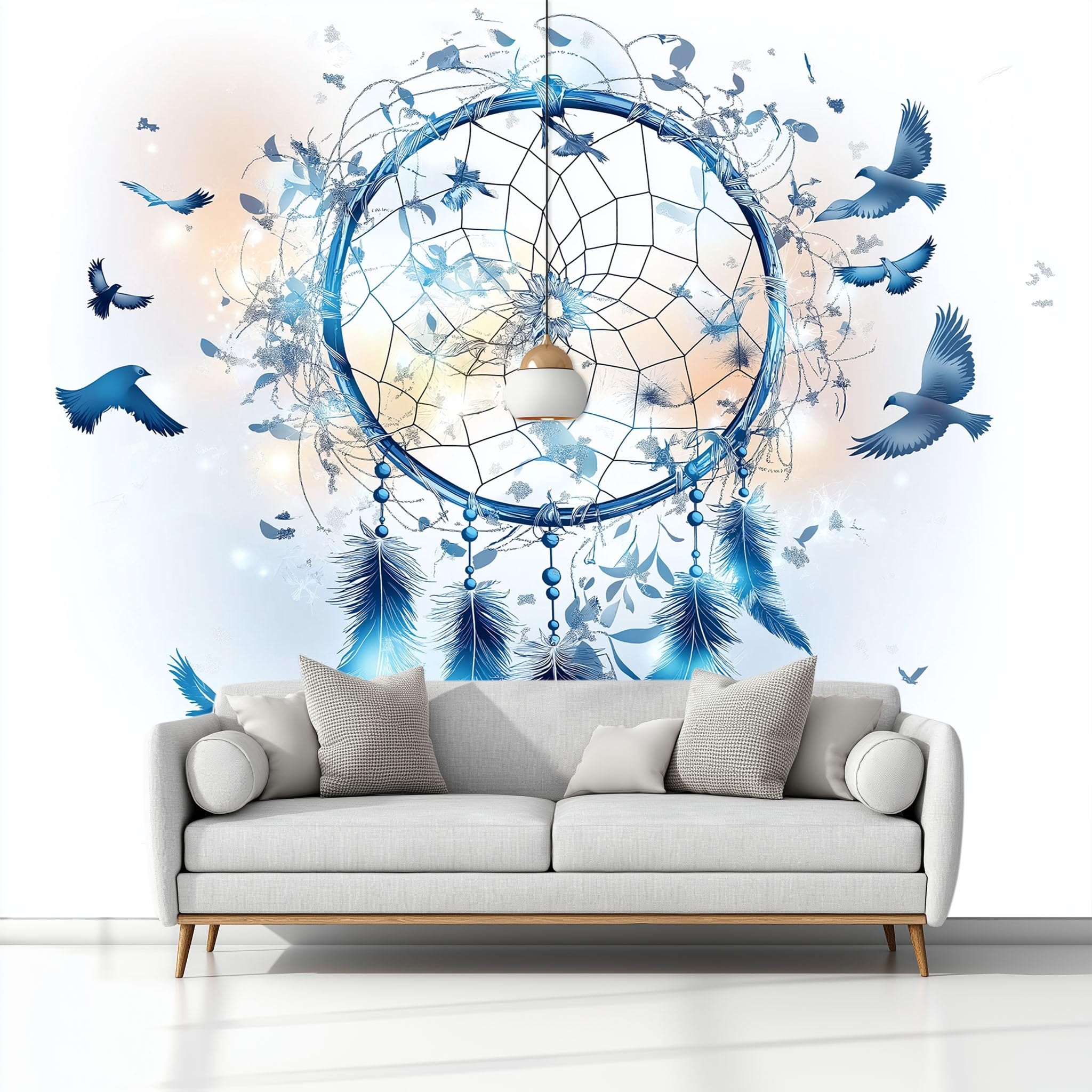 Generico Dream Dream Dream Bird Bird 3D Panoramiczna tapeta 350 x 256 cm, fototapeta z włókniny | Dekoracja Fototapeta Niebieska sypialnia dla dzieci,