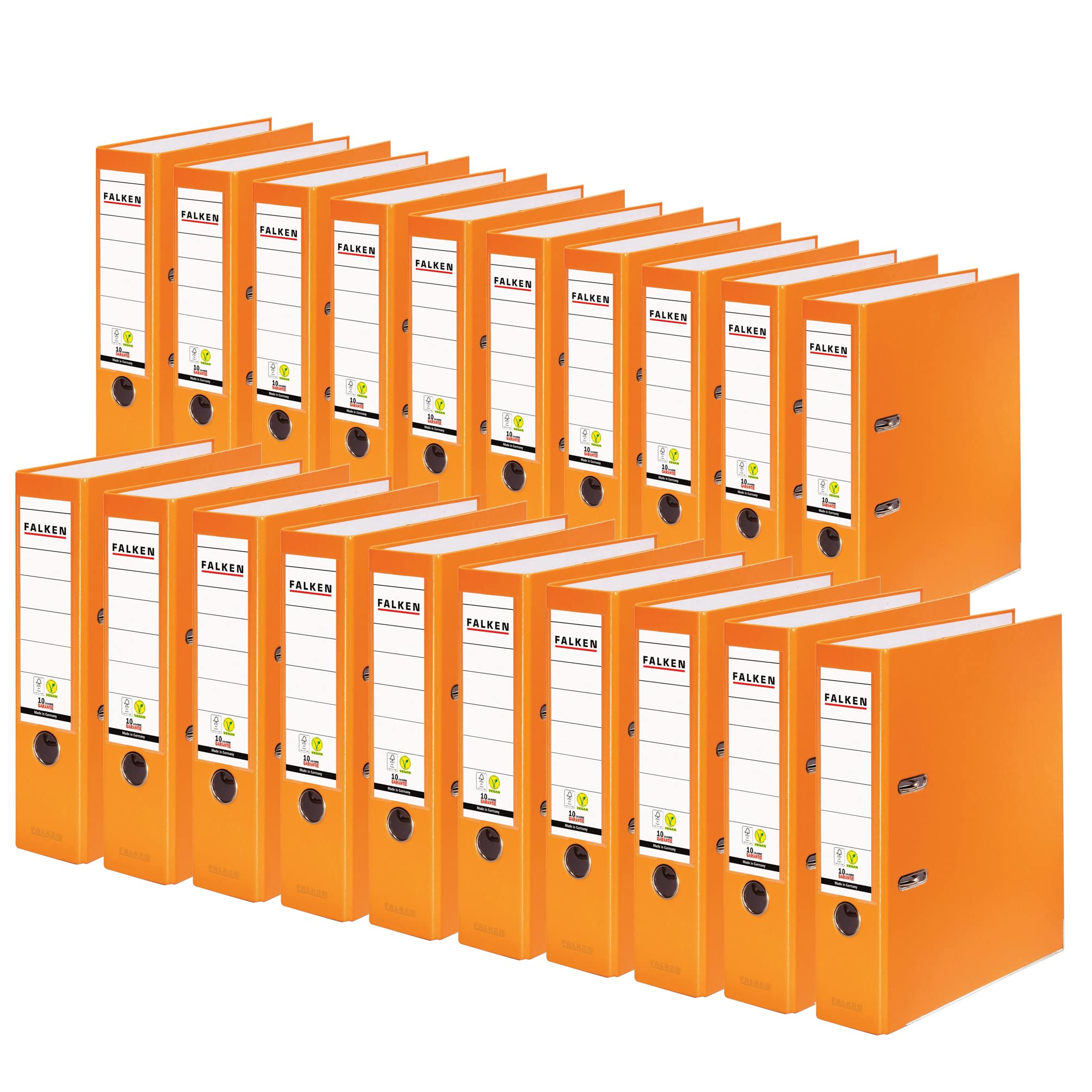 Exacompta - Ref 11286721007F - FALKEN - Vegan PP Lever Arch Files - Suitable for A4 Documents, 80mm Spine , Spine Label, Metal Finger Hole - Orange (Pack of 20) โ image 1