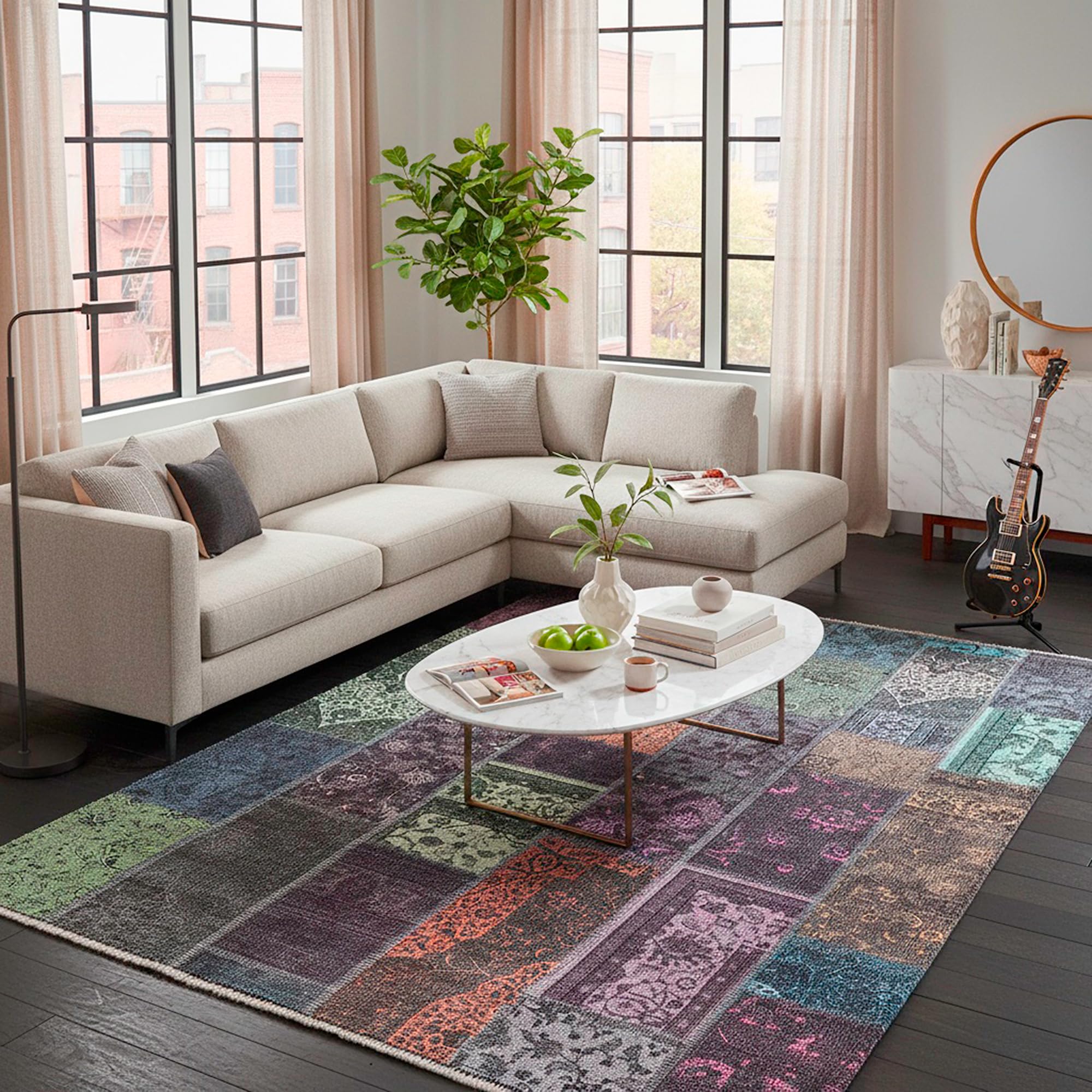 Tappeto Patchwork Kelim Multicolore 80x145 Cm – Morbido, Lavabile In Lavatrice, Pelo Corto