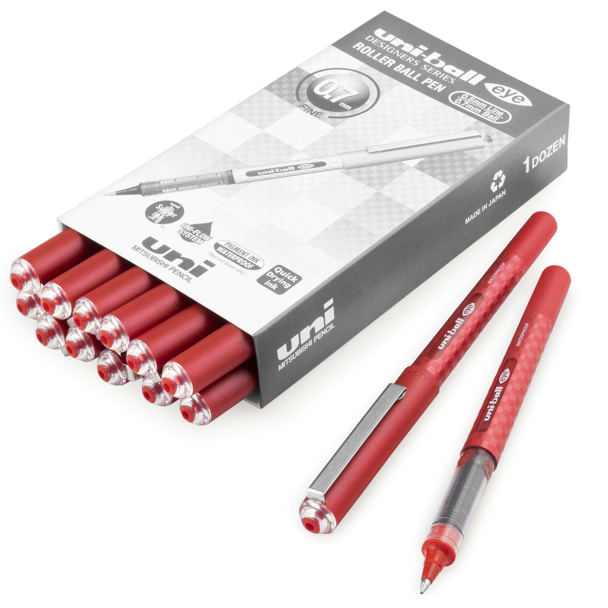 Lot De 8 Stylos Uni-Ball Eye Designer - Encre Permanente Résistante | 0,7mm | Couleurs Assorties Vibrantes