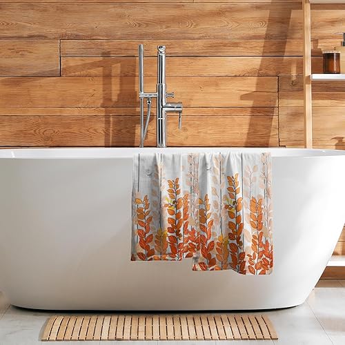Vista 71 de Giwawa Juego de 2 toallas de mano de hojas marrones, toallas de baño bohemias suaves y delgadas, altamente absorbentes, decorativas, para cocina