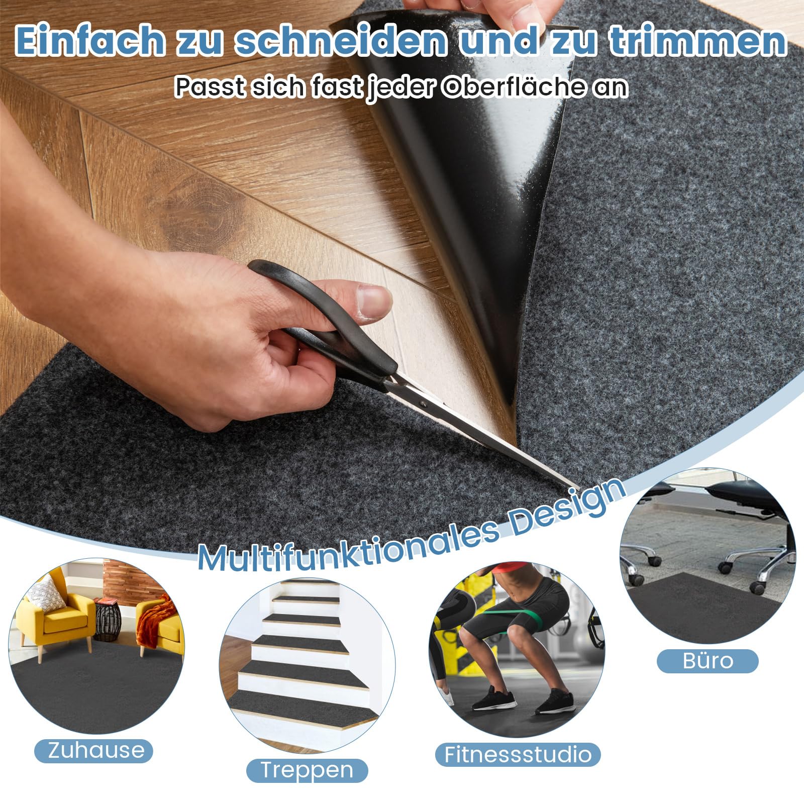 GYMAX Garagenmatte, Bodenmatte, zuschneidbarer Öl Auffangmatte, Garage Ölmatte, Garagenteppich mit Rutschfester Rückseite, Saugmatte für Werkstatt & Garage (220 x 800 cm)