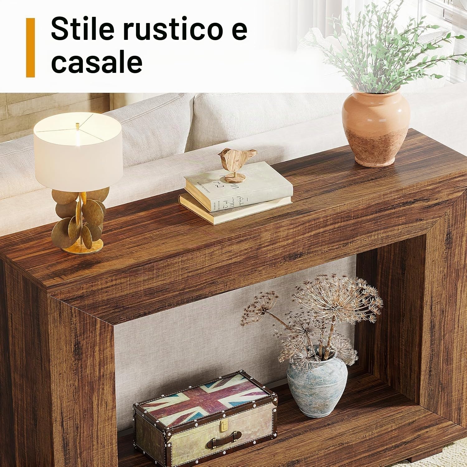 Lailang Tavolo consolle 120 cm con spazio di archiviazione, tavolino da corridoio per piccolo spazio in stile fattoria per ingresso, corridoio, soggiorno