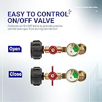 Vista 7 de BlueStars [100% Solid Brass] Propane Refill Adapter for 1 LB. Tanks, Propane Adapter 20lb to 1lb Converter with Gauge & Valve – Fits QCC1/Type1 and