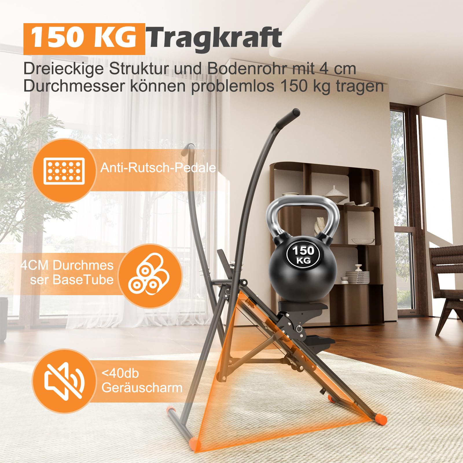 Klettermaschine, Stair Stepper für Zuhause, Crosstrainer-Treppenstepper, Treppenmeister Klappbare mit LCD-Monitor, Lenker, Verstellbaren Pedalen, Telefonhalterung, für Home Büro Cardio-Übung