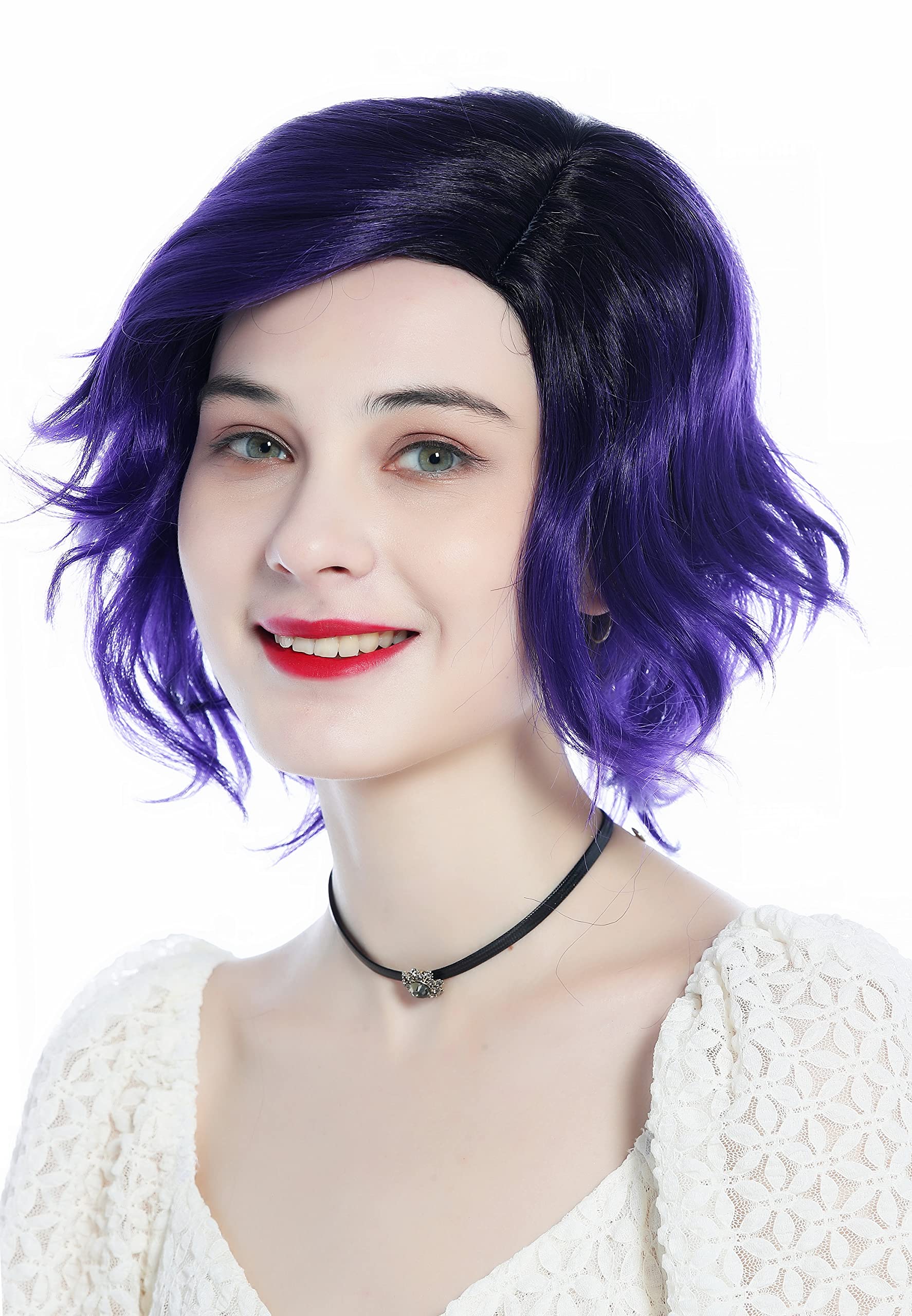 WIG ME UP - DW3334 Ladies' wig short wild wavy parting parted ombre black purple, ombre black purple (DEEPVIOLETS1B) - Image 2