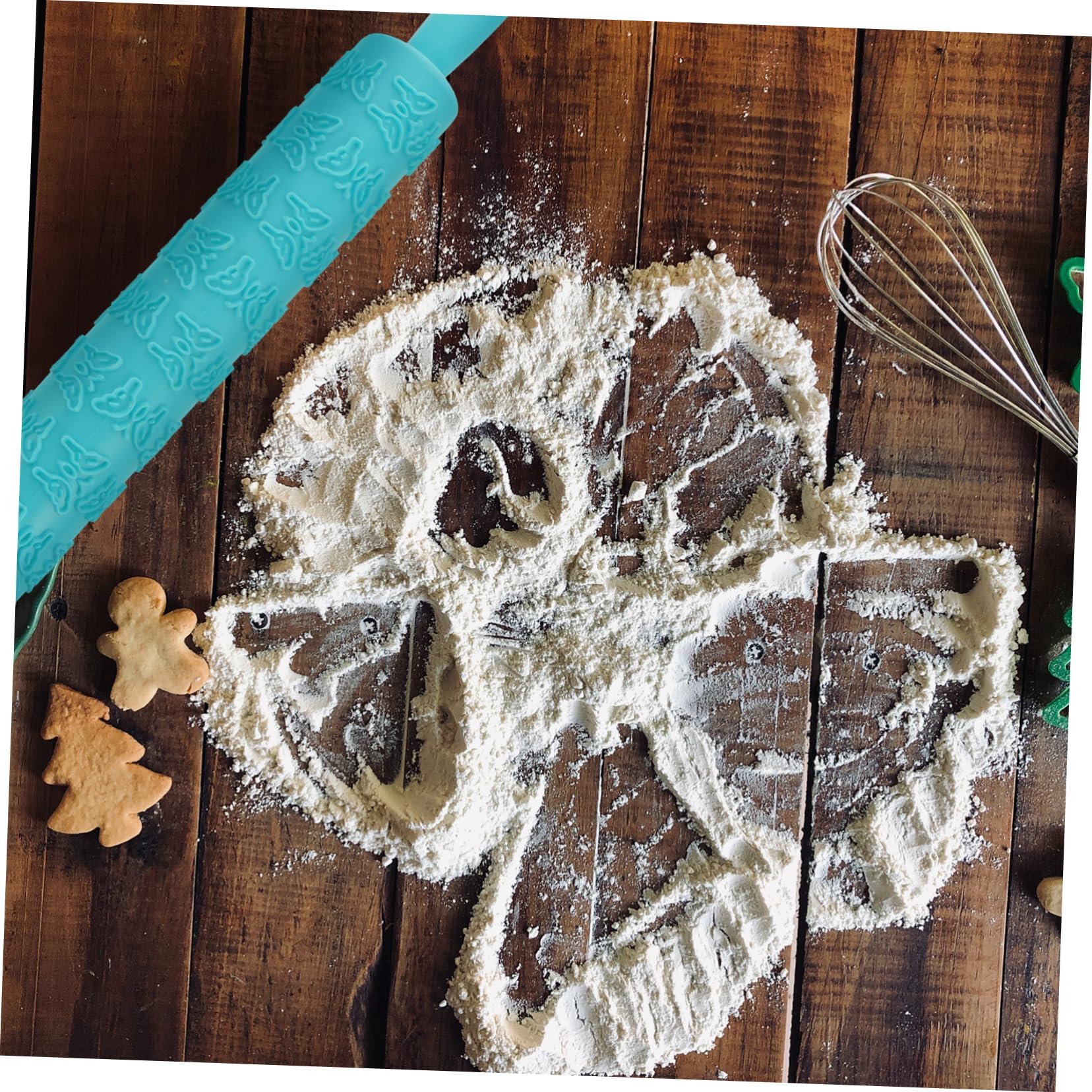 4 Stück Geprägtes Keks Nudelholz aus Lebensmittelechtem Kunststoff Leicht und Kreativ für Gleichmäßige Teigtextur Beim Backen und Geselligem Beisammensein Zufällige Farbe