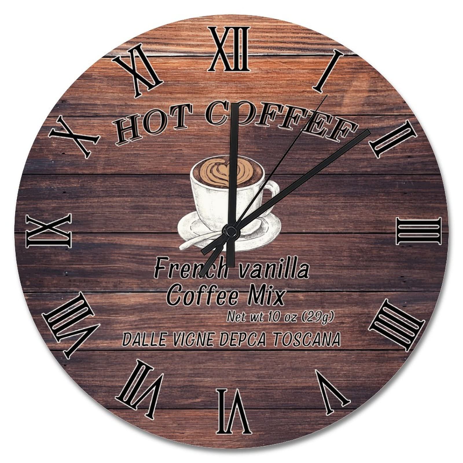 Horloge murale vintage en bois foncé pour décoration de salon et cuisine