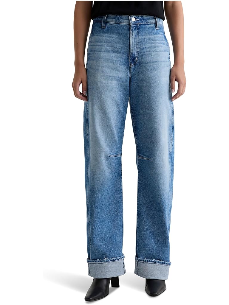 Blue AG Mercer High Rise Cuffed Barrel Jean Extended