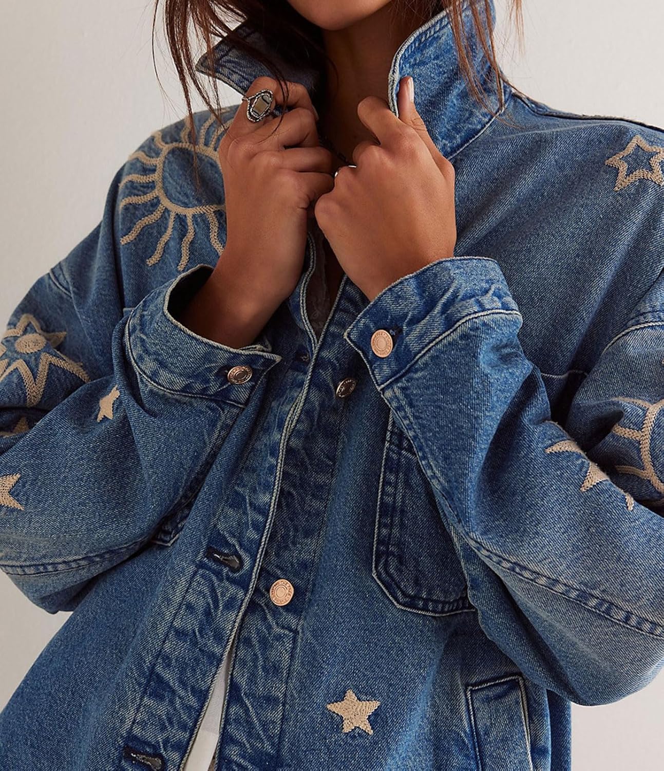 Embroidered Western Denim Shirt 4 Embroidered Western Denim Shirt - Image 4