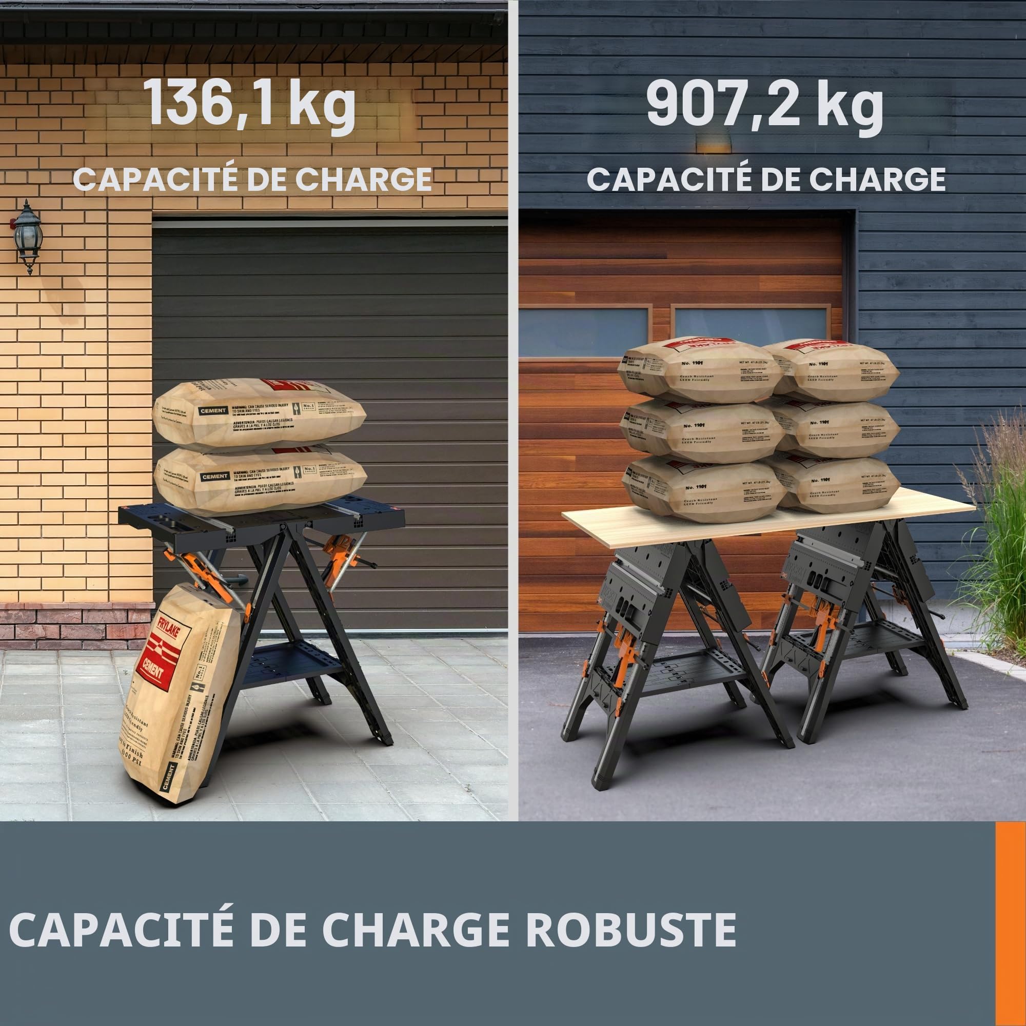 WORX WX051 Pegasus Table de travail pliante et chevalet de sciage
