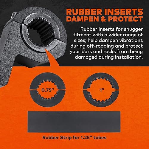 Miniatura 4 de Kits de abrazadera de barra de luz todoterreno ATV UTV 0.75"1"1.25" pulgadas barra horizontal aluminio 2 unidades Barra de toro UTV barra de rodillo