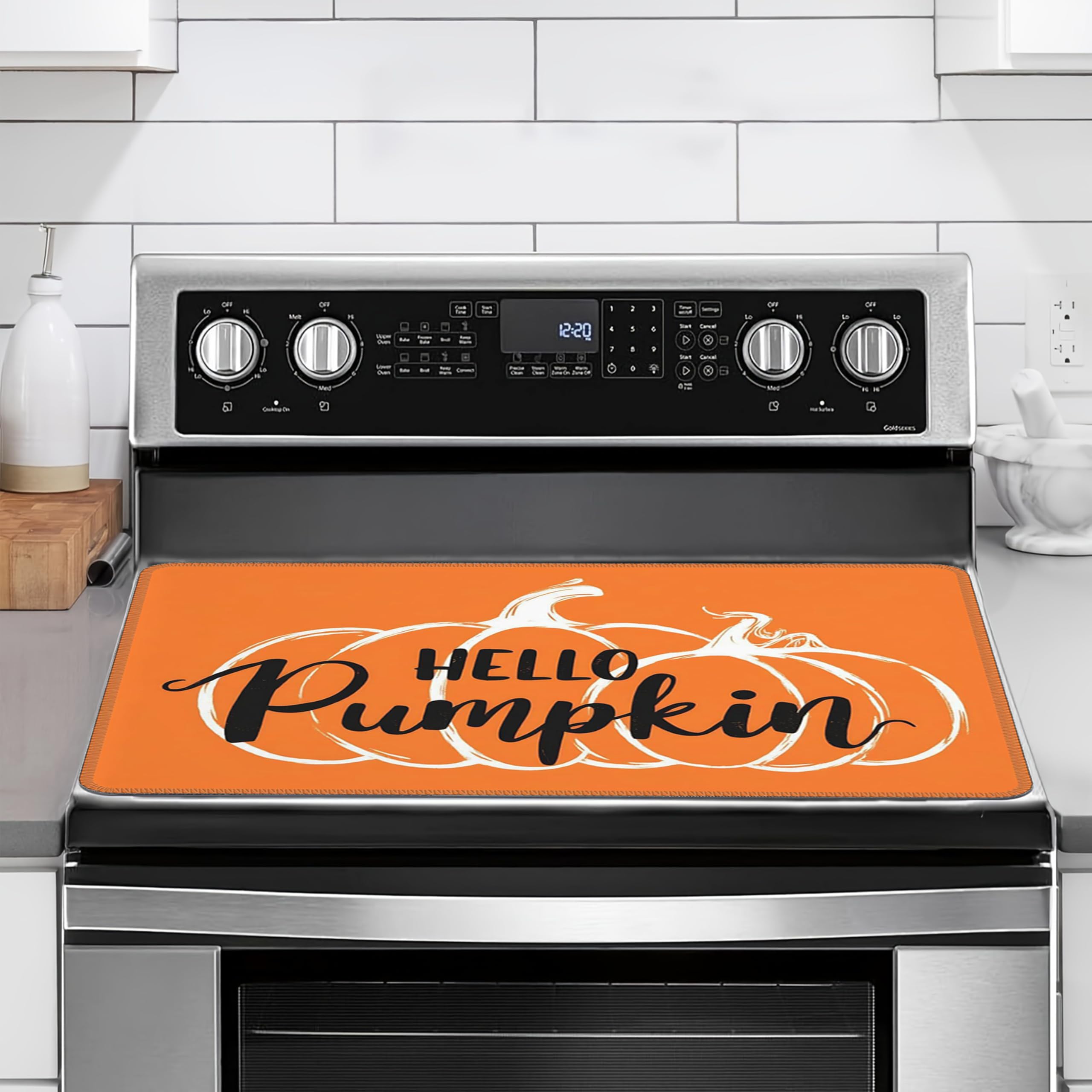 Cubierta para estufa Cardinal Design de 28 x 20 pulgadas, protector de vidrio para encimera de cocina, resistente al calor, color naranja