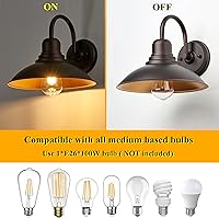 Vista 3 de Luz de Granero de Cuello de Ganso de Bronce Rústica Estilo Granja, Iluminación de Tocador de Cabaña Interior con Casquillo Base E26, Aplique