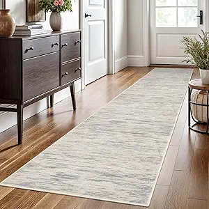 2x10 Gray Beige Neutral Multi Modern Abstract Runner Rug for Hallways, Super Soft Hallway Decor Kitchen Rugs with Non-Slip, Non-Shedding Washable Rug for Hallways Entryway Laundry Indoor