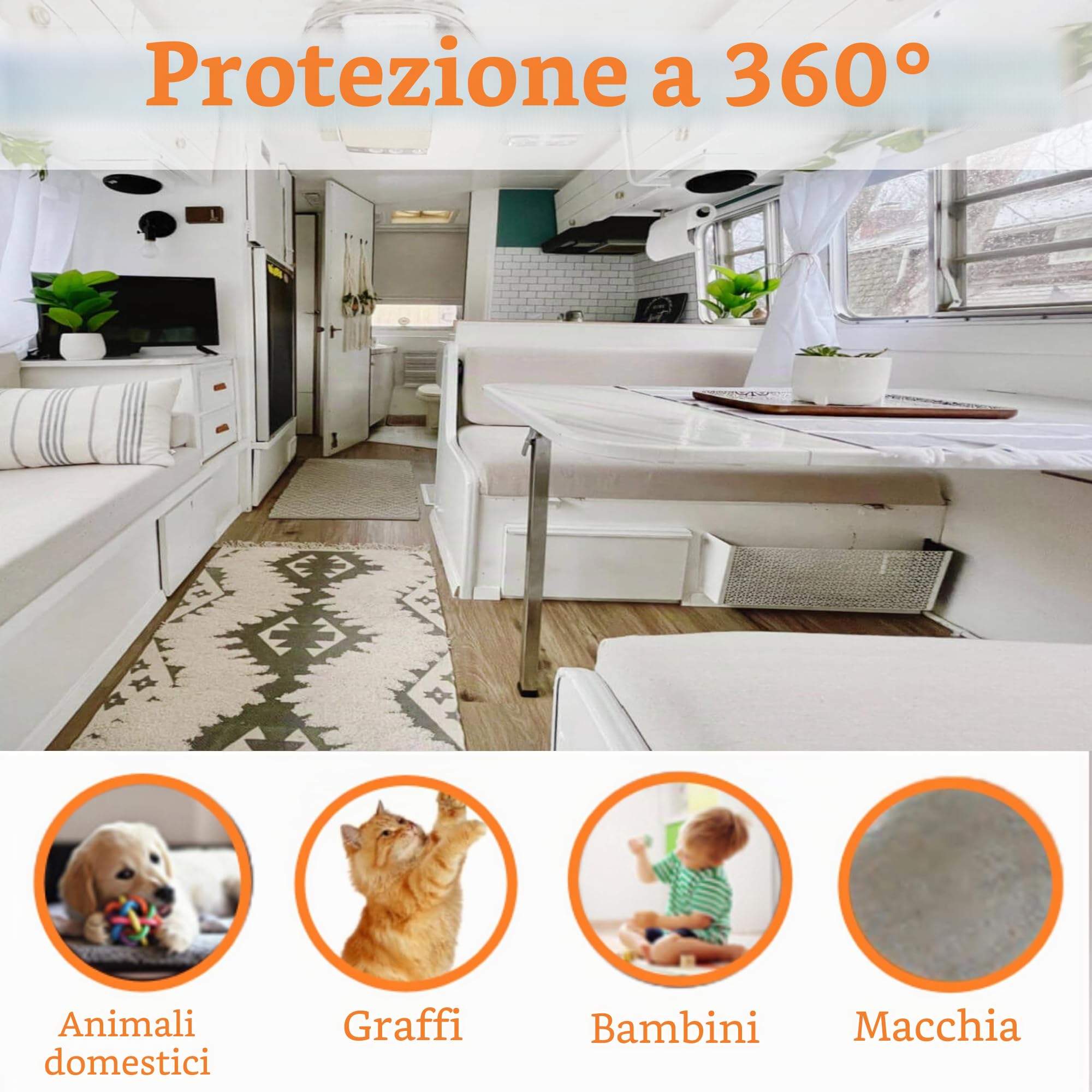 Copricuscini per Camper, 2 pezzi Elasticizzati Coprisedili Jacquard Copridivano per Camper RV Lavabile Fodere Cuscini Dinette per Caravan (Velluto, Beige)