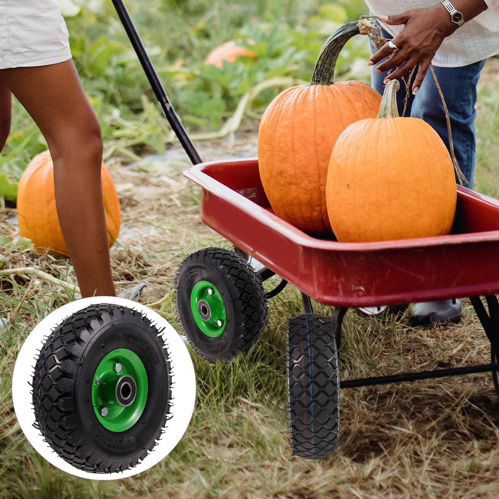 Abaodam Gartenwagenrad Schubkarrenrad Vollgummireifen 10 Zoll Langlebig Pannensicher für Gartenwagen Rasenmäher Transportwagen Sackkarre