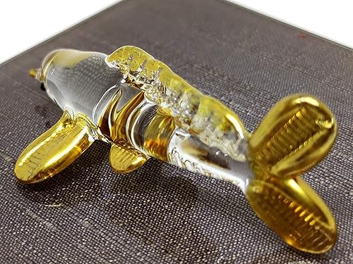 Miniatura 6 de Figuras en miniatura de peces japoneses de carpa koi, arte de vidrio soplado a mano con adornos de oro de 22 quilates, decoración de regalo