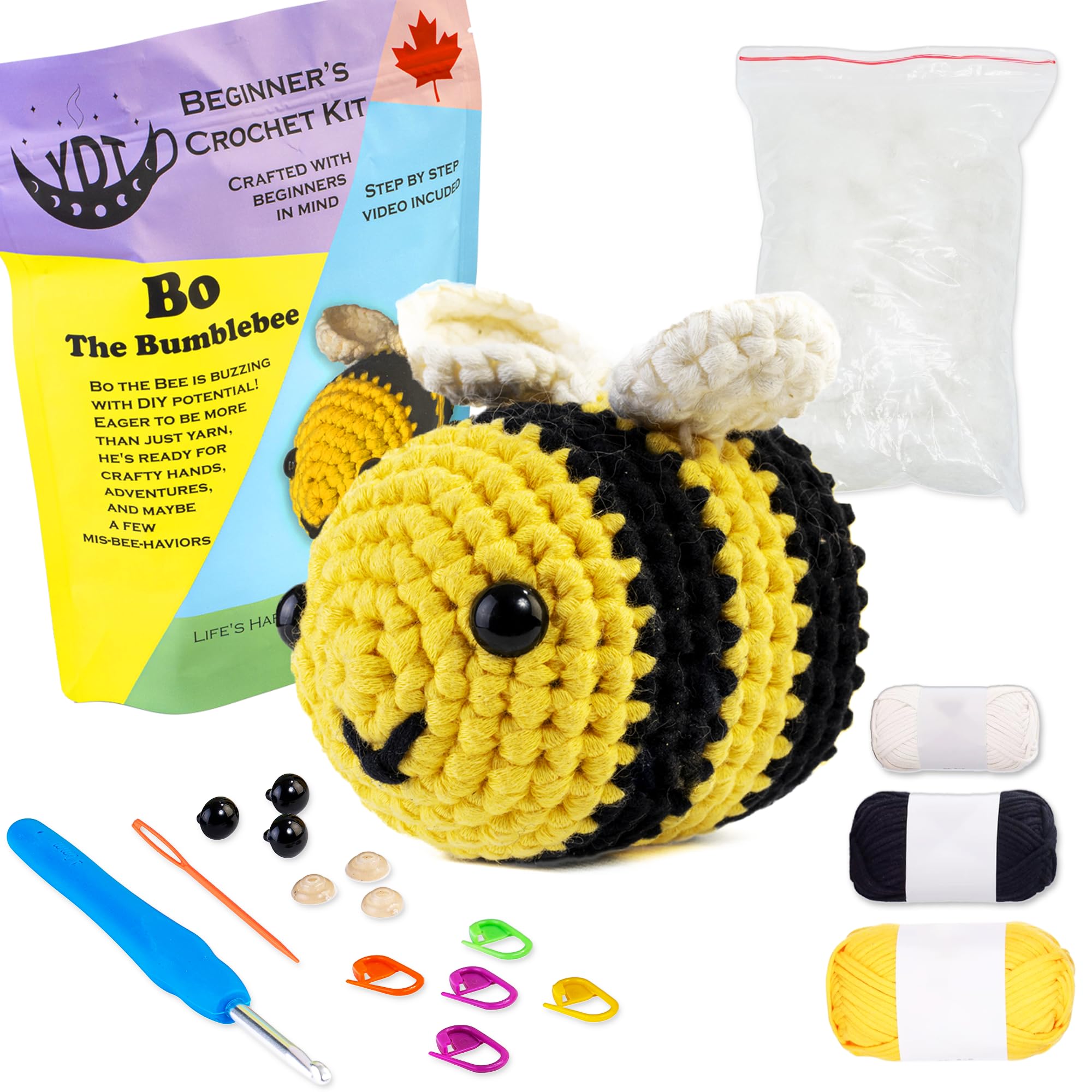 YDT Hobby's Bo the Bumblebee Learn to Crochet Kit for Beginners