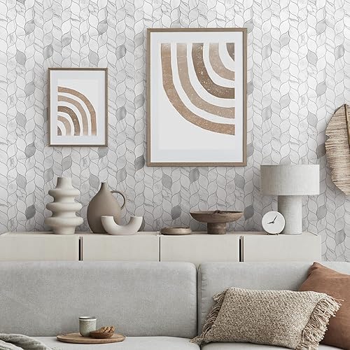 Miniatura 3 de 10 piezas hexagonales de PVC para despegar y pegar, mosaicos autoadhesivos de metal con borde biselado sin costuras para salpicaduras de cocina,