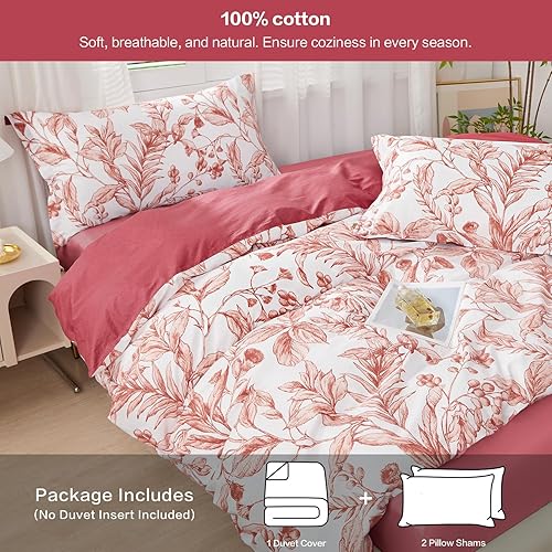 Miniatura 136 de SAPHREAS Juego de funda de edredón de hojas botánicas, tamaño King, 3 piezas, hojas amarillas, juego de funda de edredón 100% algodón suave, 1 funda