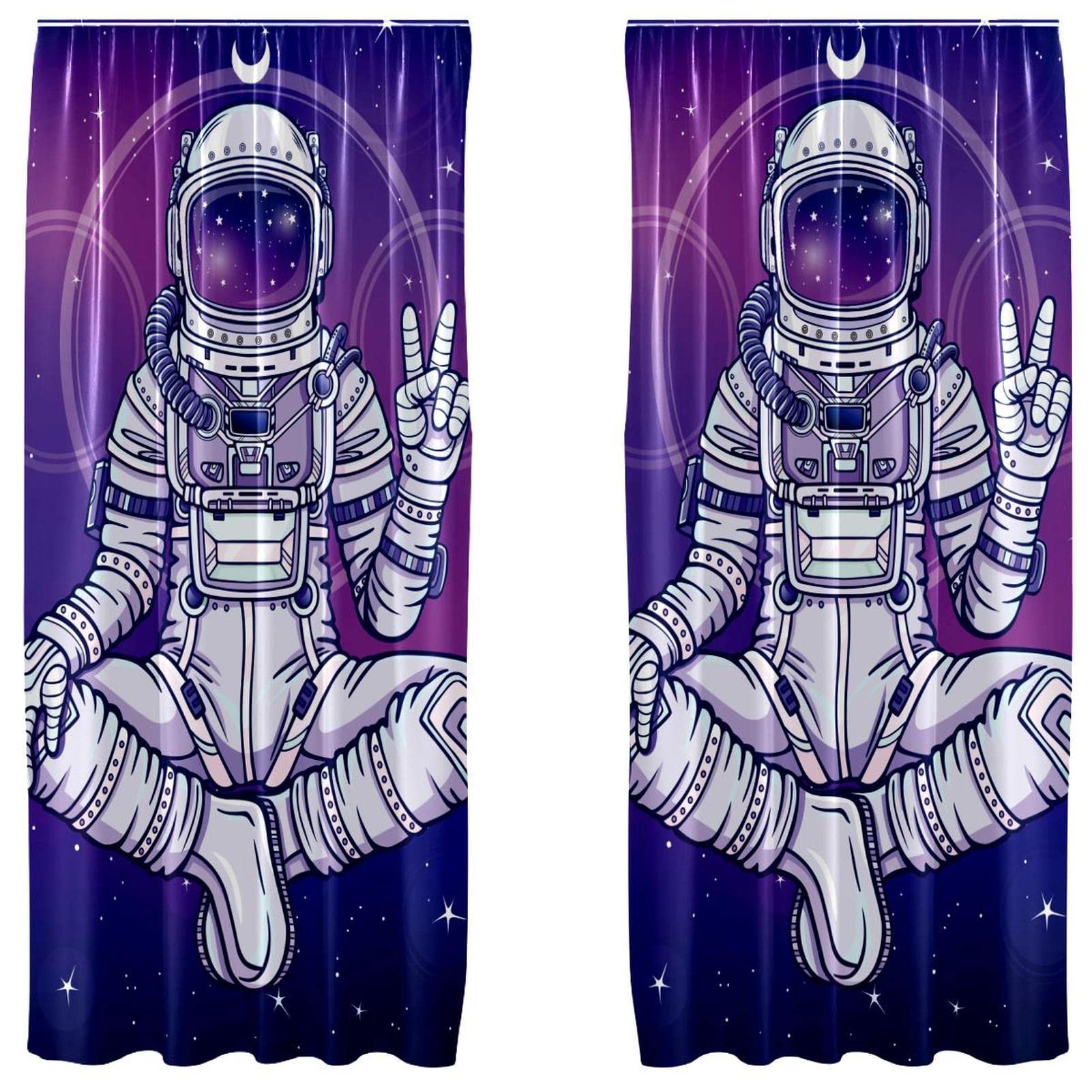 Rideaux pour fenêtre de salon violet motif galaxie | Paire de rideaux chambre 140x213