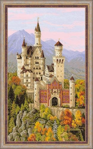 RIOLIS - Neuschwanstein Castle 1520, kits de punto de cruz de 13.75 x 23.5 pulgadas, kits de punto de cruz para principiantes y avanzados, kits de