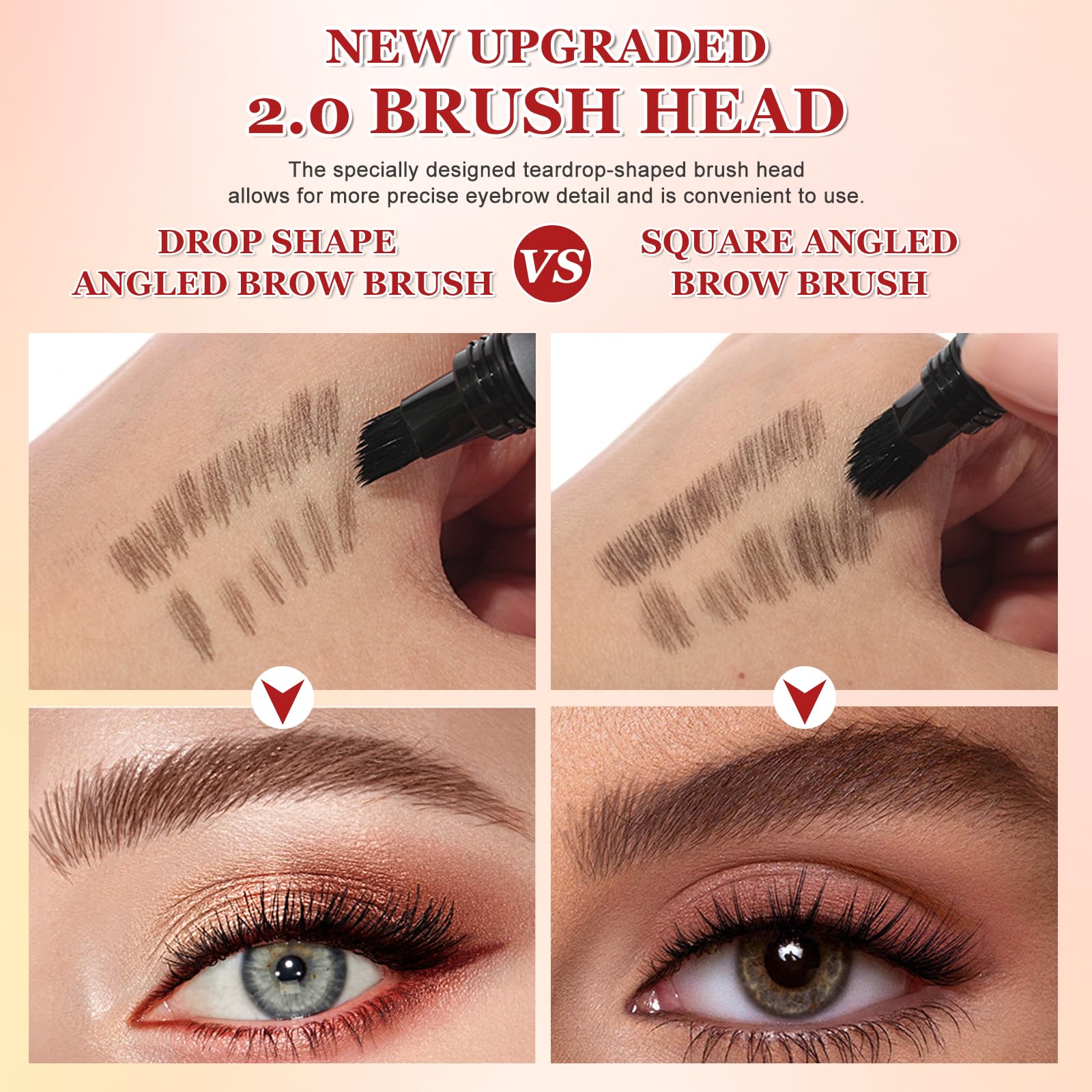 Upgraded Liquid Eyebrow Pen, Brow-Fection Angled Brush & Dip, Long Lasting Waterproof Brow Pencil - Image 3