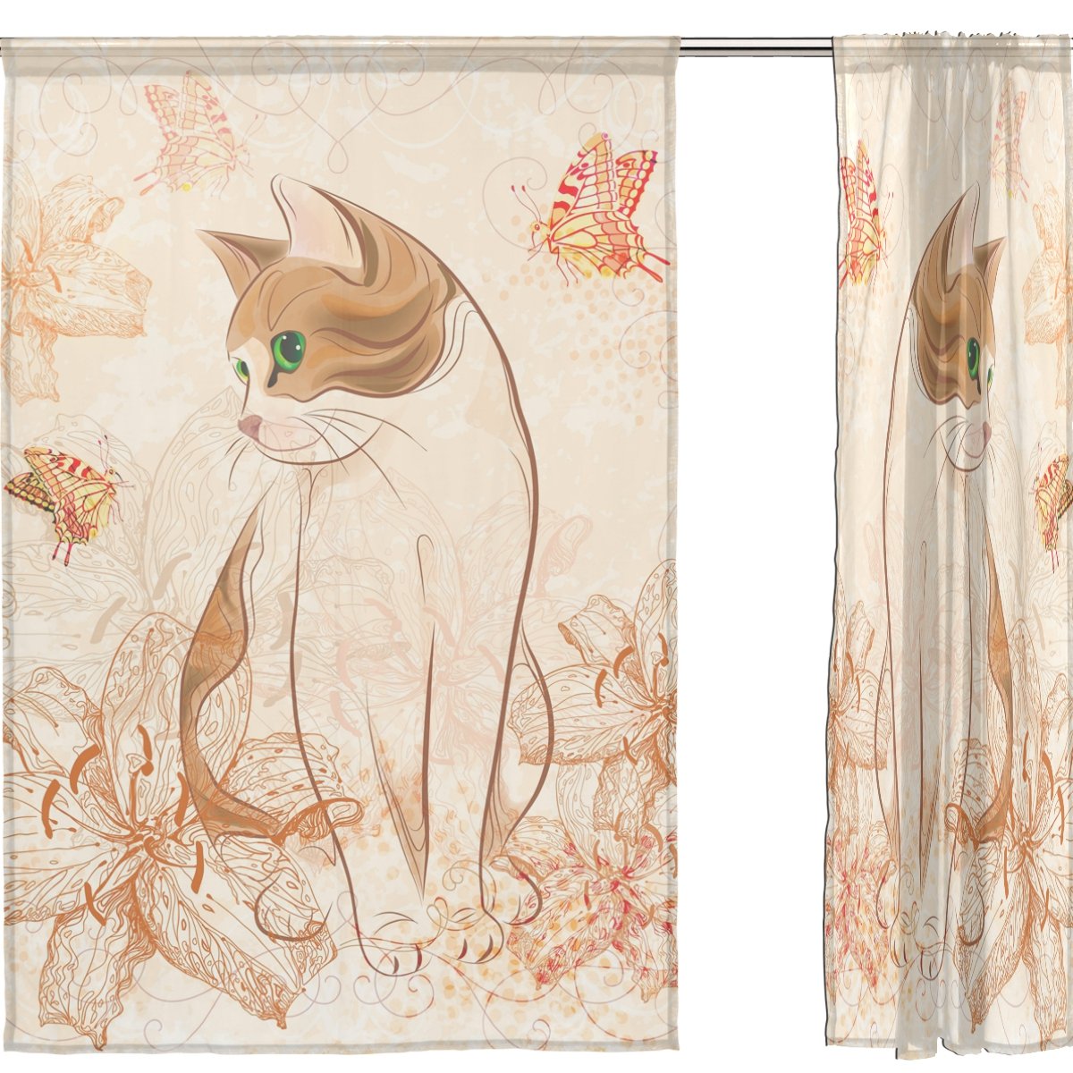 カーテン　ねこ Amazon｜VAWA カーテンレース 断熱 おしゃれ 遮光 猫柄 ネコ 可愛い