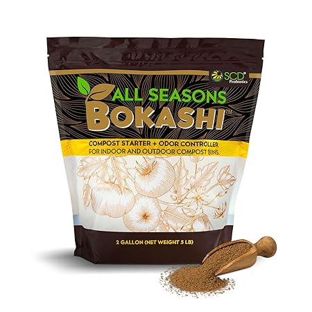 All Seasons Bokashi Compost Starter - Dry Bokashi Bran for Kitchen Compost Bin - Compost Food & Pet Waste Quickly & Easily with Low Odor by SCD Probiotics (2 Gallon)