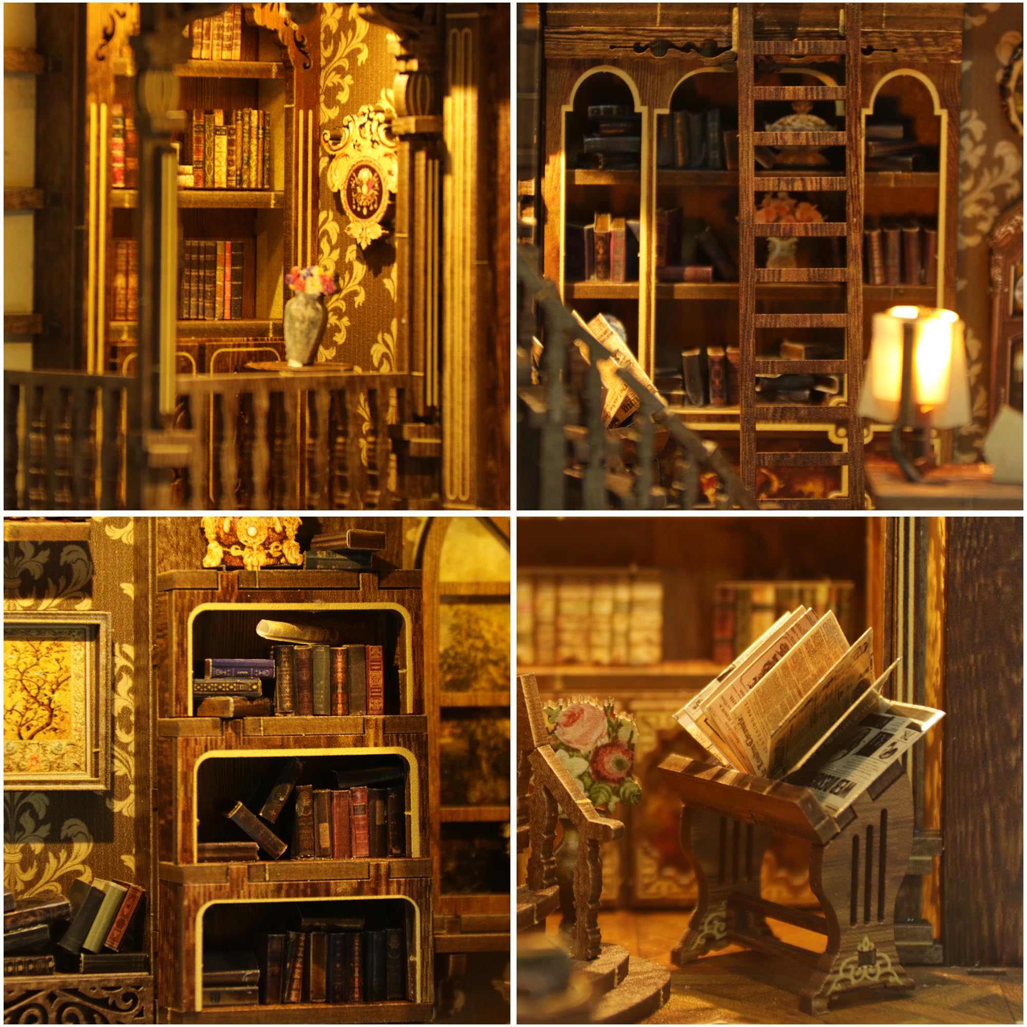 CRIOLPO Kit Book Nook DIY per Adulti - Casa in Miniatura con Luci LED da Montare, Modellismo 3D Creativo per Decorare Librerie - Regalo Originale per Appassionati di Fai da Te