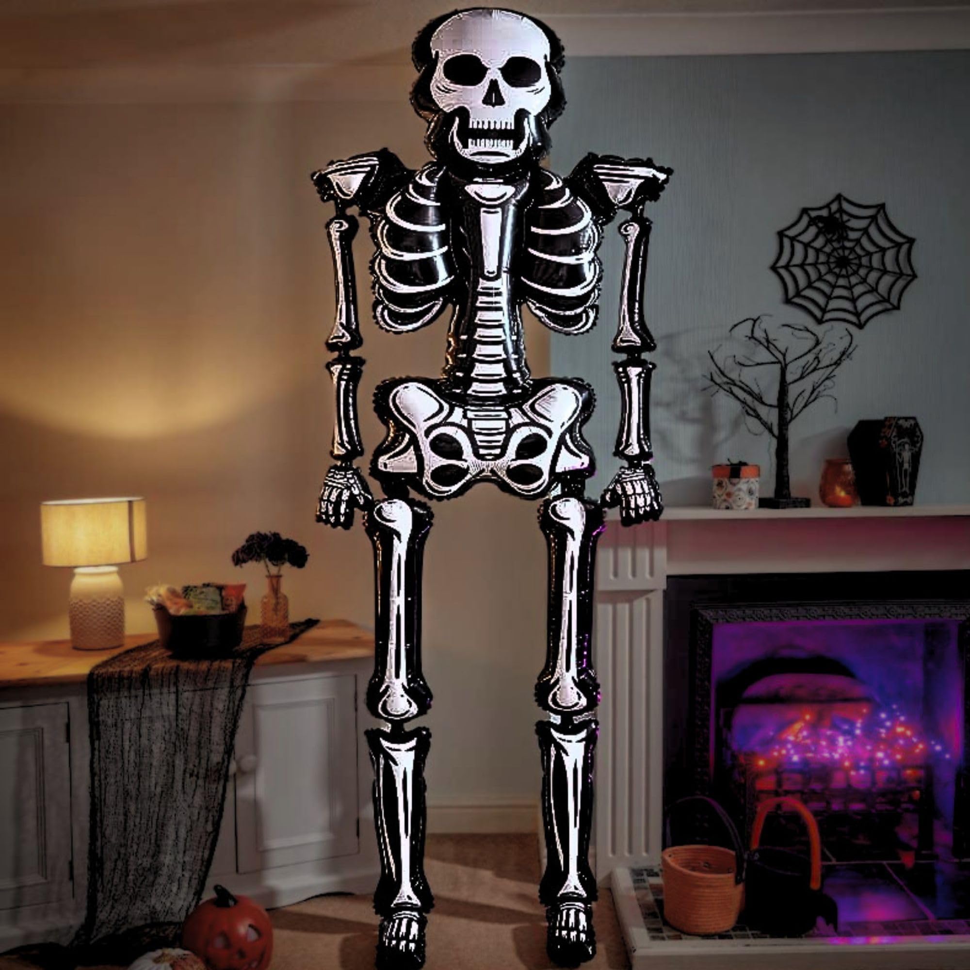 250cm Giant Skeleton Foil Balloon Halloween Party Decoration - Helium & Air