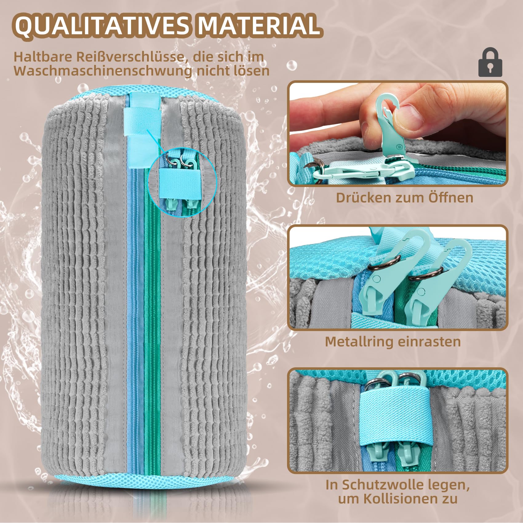 2 in 1 Schuhwaschbeutel Waschmaschine, Doppel Reißverschluss & Doppeltaschen Schuhbeutel Waschmaschine, Wiederverwendbar, Schuhe Waschbeutel mit Abschließbarer ReiBverschluss - 3