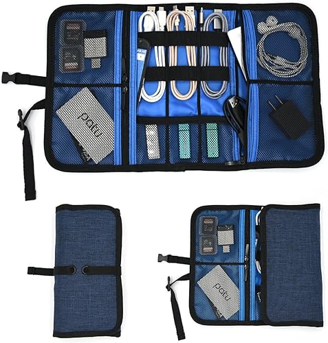 Miniatura 2 de Patu Estuche organizador de accesorios electrónicos enrollables, portátil, universal, baterías externas, discos duros, cables, bolsa de kit de