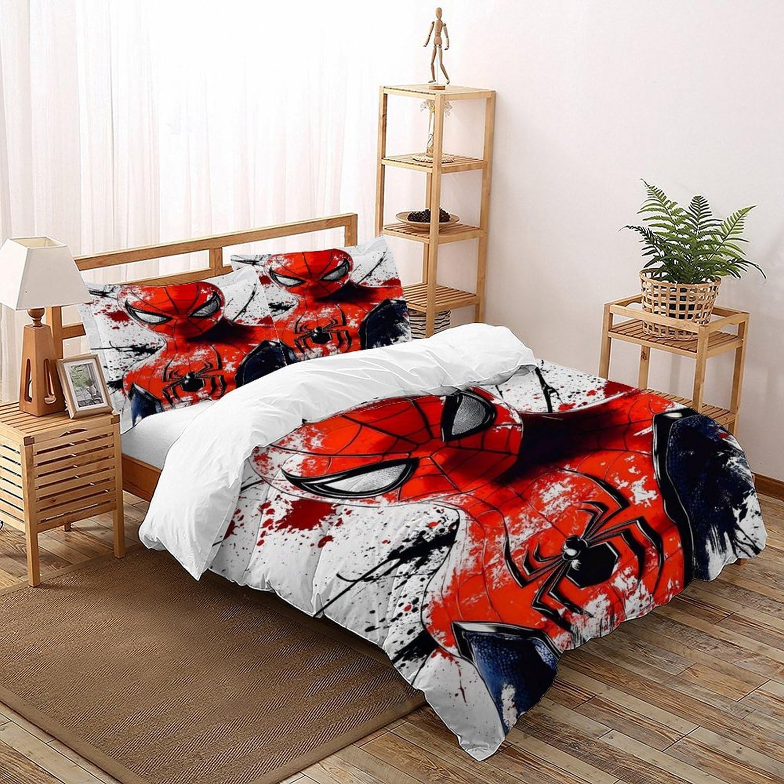 Araña Ropa De Cama para Infantil Double（200x200cm） Tema Arte 3 Piezas Microfibra Suave Transpirable De Fundas Edredón con 1 Funda Nórdica Y 2 Fundas De Almohada