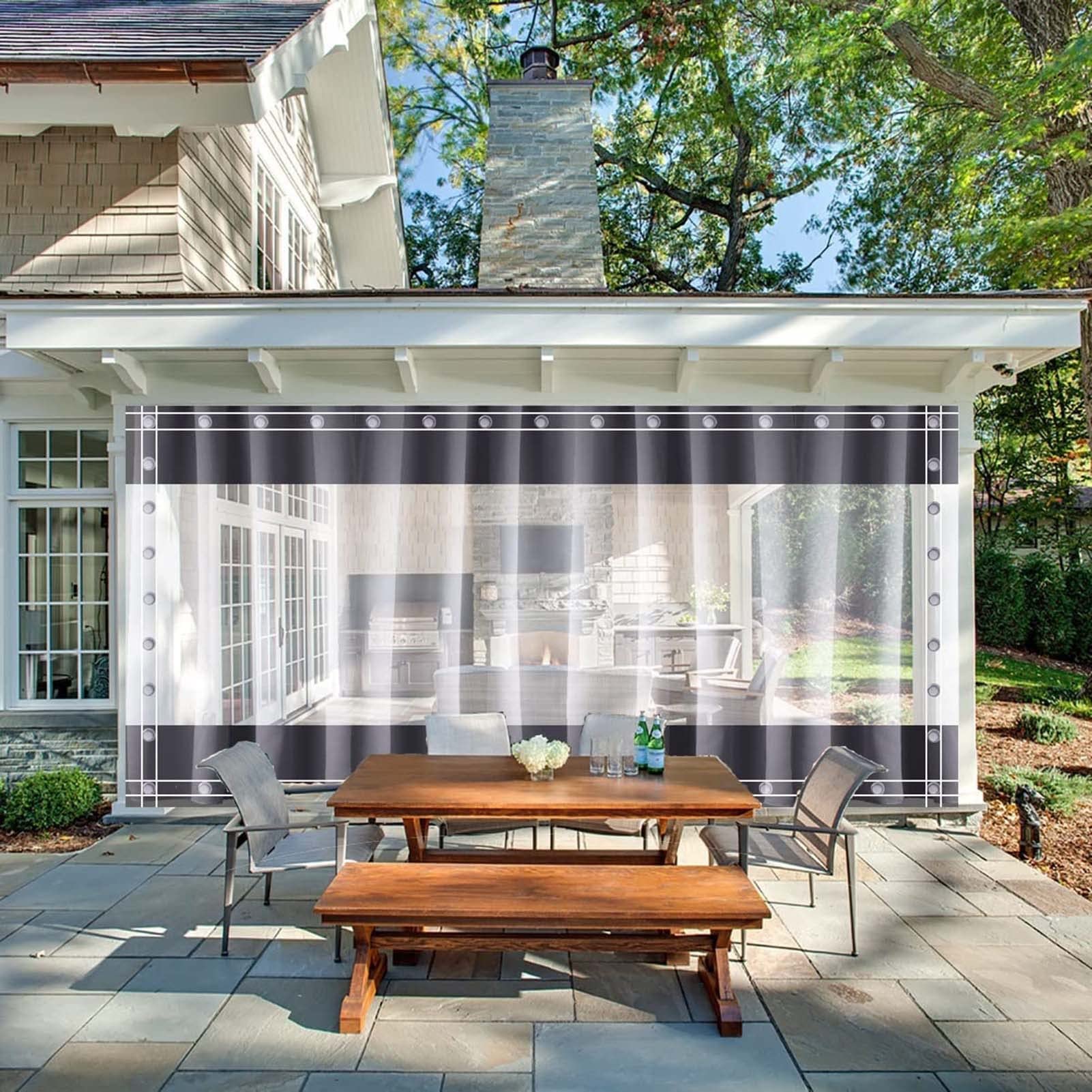 Bâche de tonnelle transparente grise pour protéger votre salon de jardin de la pluie