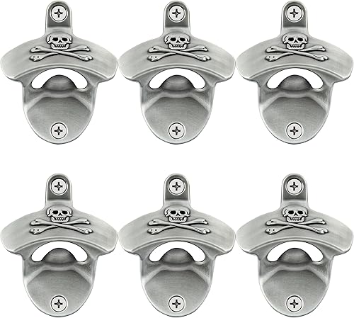 Miniatura 10 de Abridor de botellas de calavera montado en la pared, a prueba de óxido, antiguo tornillo en la pared, abridor de tapas de botellas de cerveza pirata