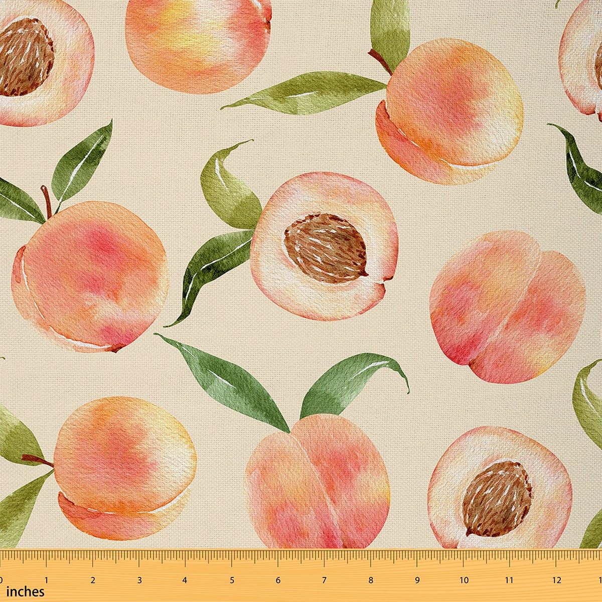 Richhome Multi 12 Pink Peach Upholstery Fabric By The Yard,Watercolor Summer Fruits Decorative Fabric For Upholstery And Diy,Cute Peaches Hand Drawing Waterproof Outdoor Fabric Home Accents,3 Yards