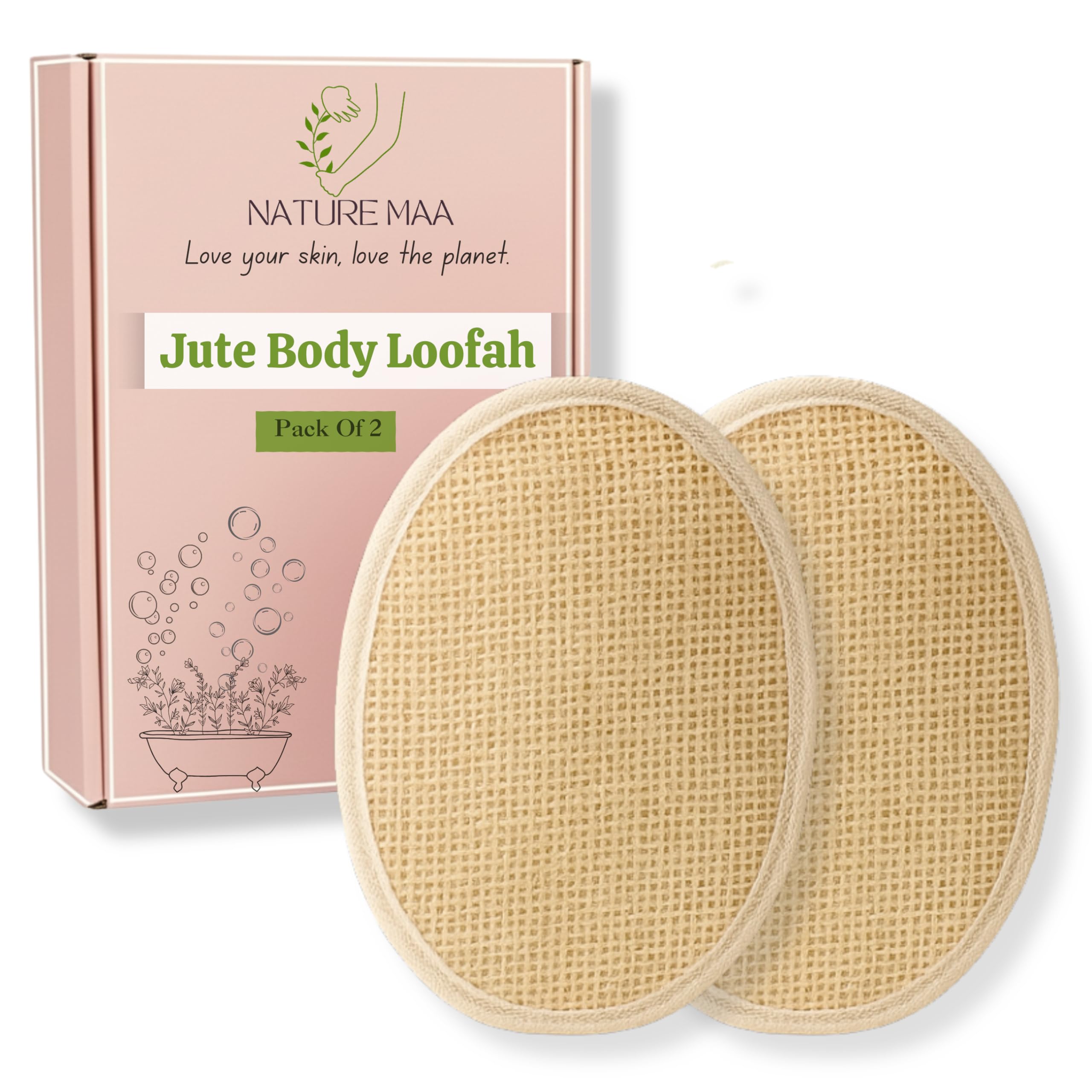 Loofah Body Scrubber for Bathing for Women & Men | Natural Organic Jute Made for Exfoliating, Deep Cleaning & Daily Use (BROWN, PACK OF 2)-image-26