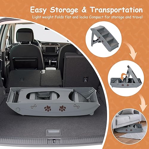 Miniatura 4 de Escaleras plegables para perros grandes y pequeños, escalones antideslizantes para cama alta, sofá en casa y rampa de vehículos para que los perros