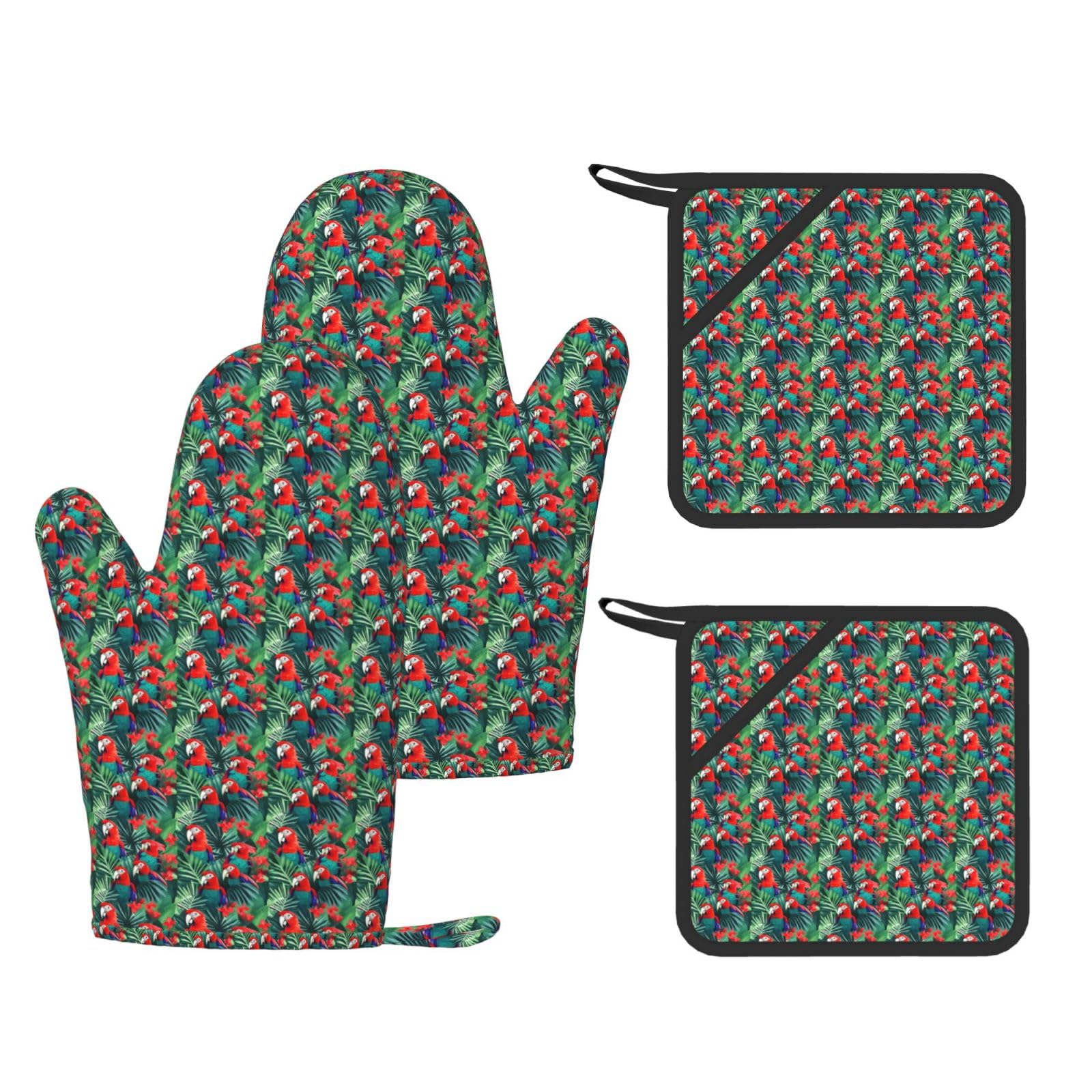 Gants de cuisine résistants à la chaleur motif tropical pour des repas partagés en famille