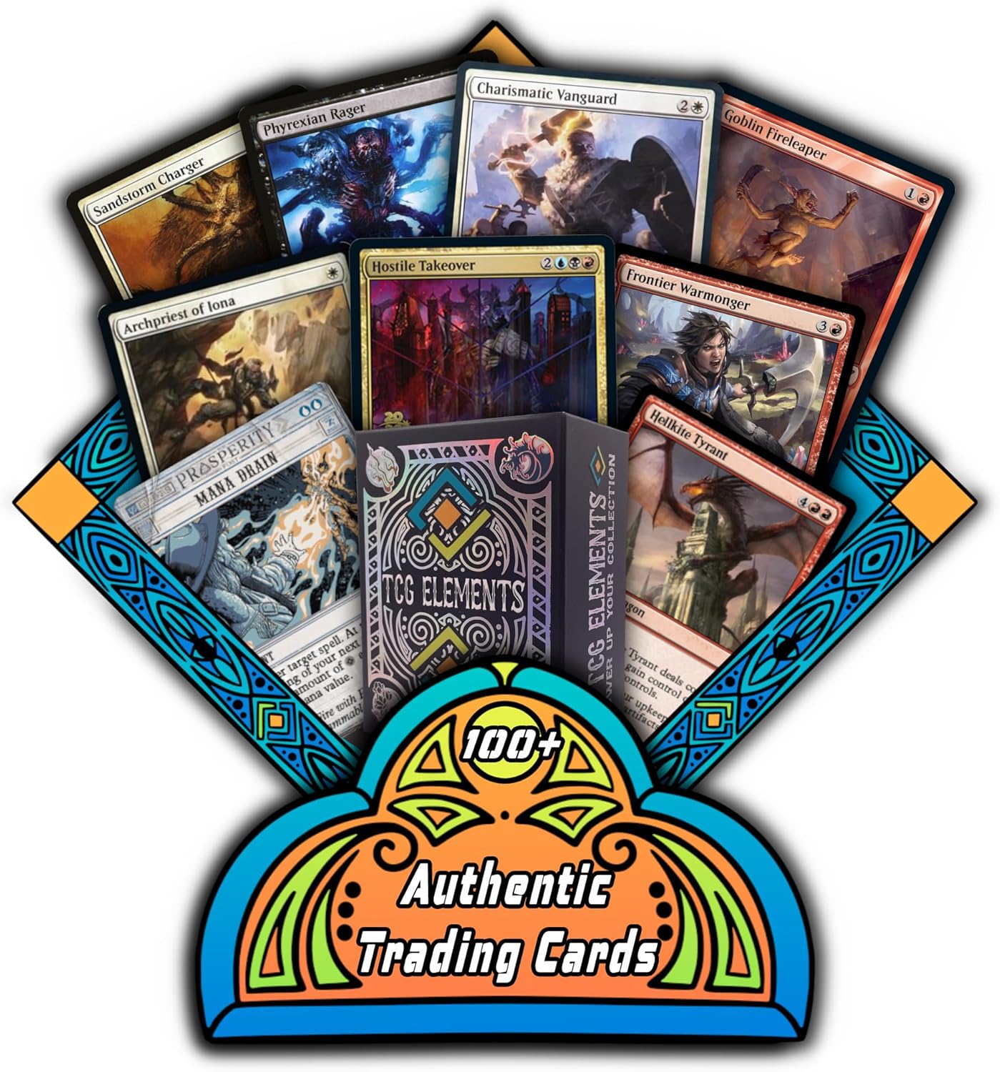 | Magic The Gathering 100 Card Bundle | Includes 90x C/UC | 5X Rares/Mythics | 5 Random Foils | 1 TCG Elements Deck Box!