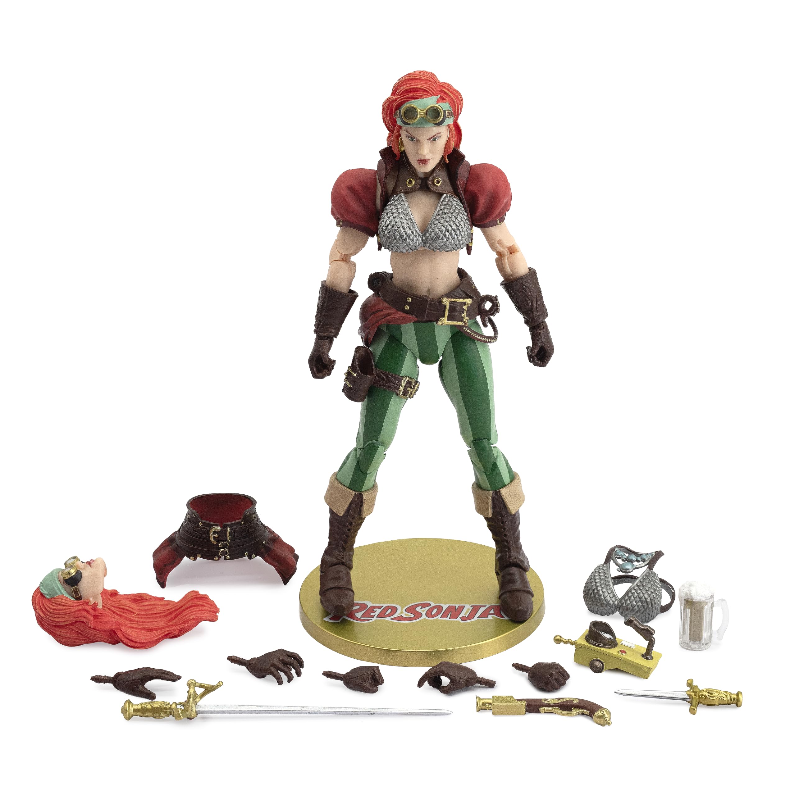 Boss Fight Studio Epic H.A.C.K.S. Red Sonja Steam Punk Actionfigur – hochbewegliche Sammelfigur, anpassbare Figur mit komplettem Zubehör und austauschbaren Teilen – Maßstab 1:12