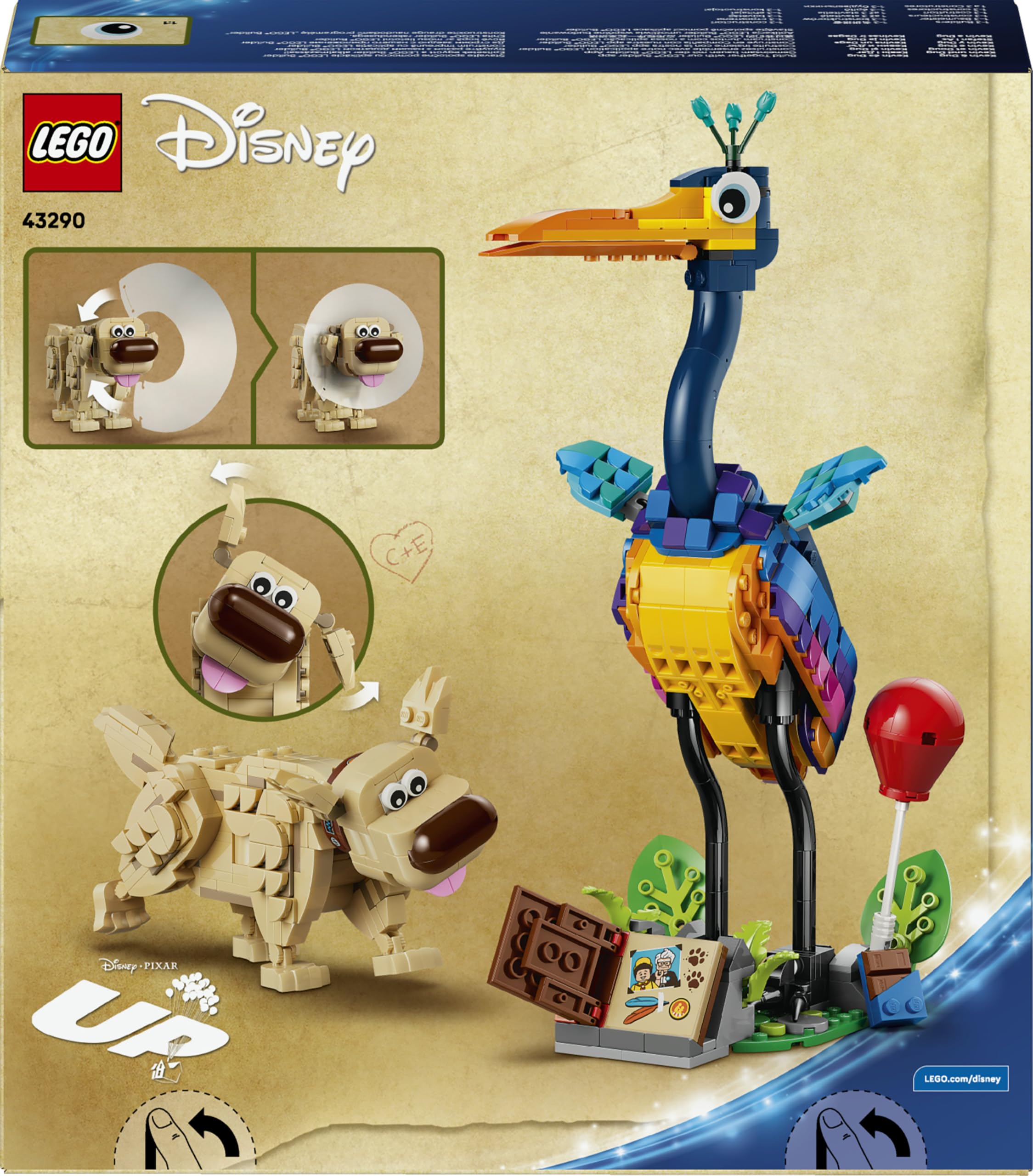 LEGO ǀ Disney et Pixar Kevin et Doug - Jouets - Chien Golden Retriever & Oiseau Exotique - Idée de Décoration de Chambre d'enfant DIY - Cadeau d'anniversaire Fille 9 Ans ou Fans du Film Là-Haut 43290