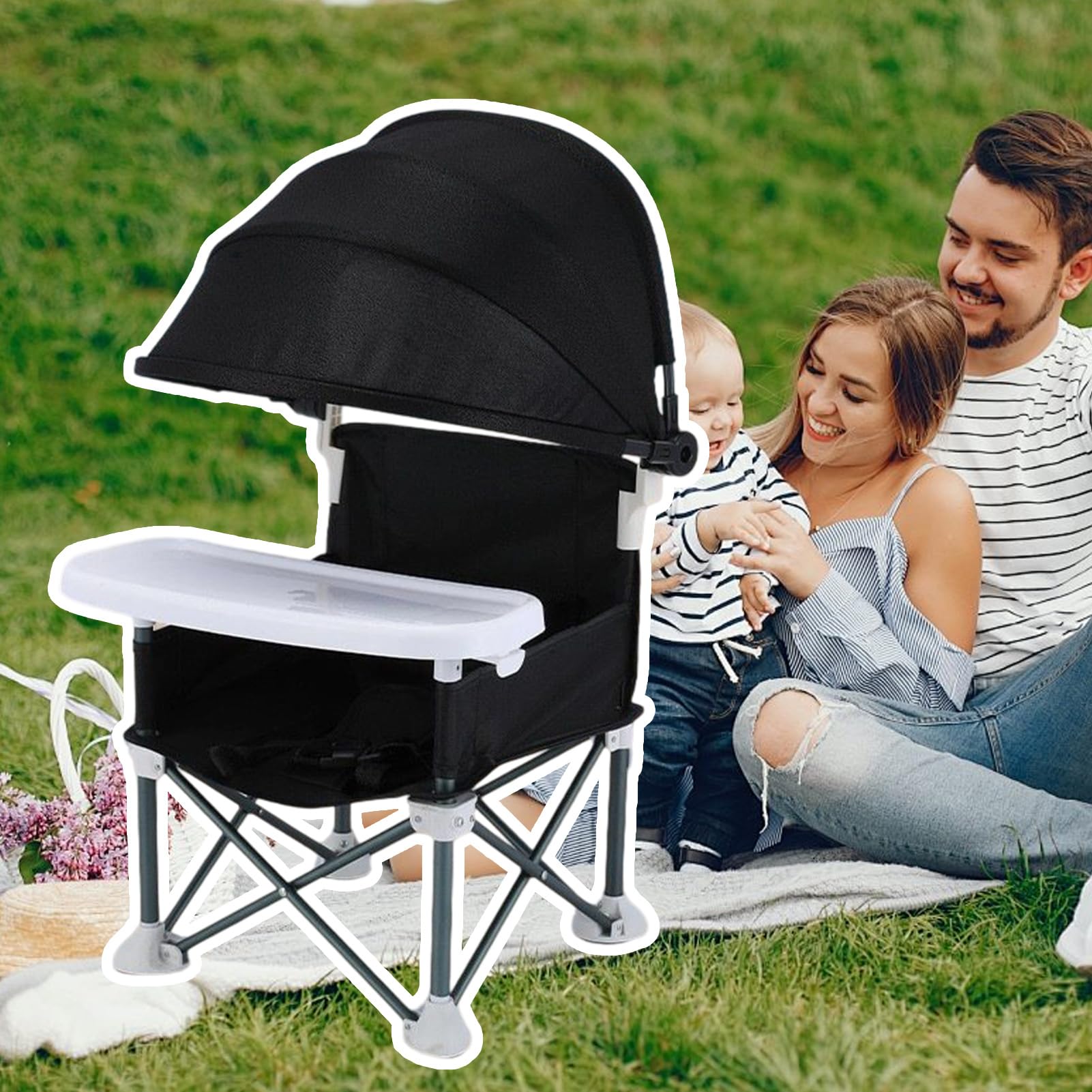 Chaise Portable Pour Bébé Repas Siège De Enfant Avec Plateau Repas | Siège Repas Pliable Avec Pare-Pour Maison Pique-Nique Plage