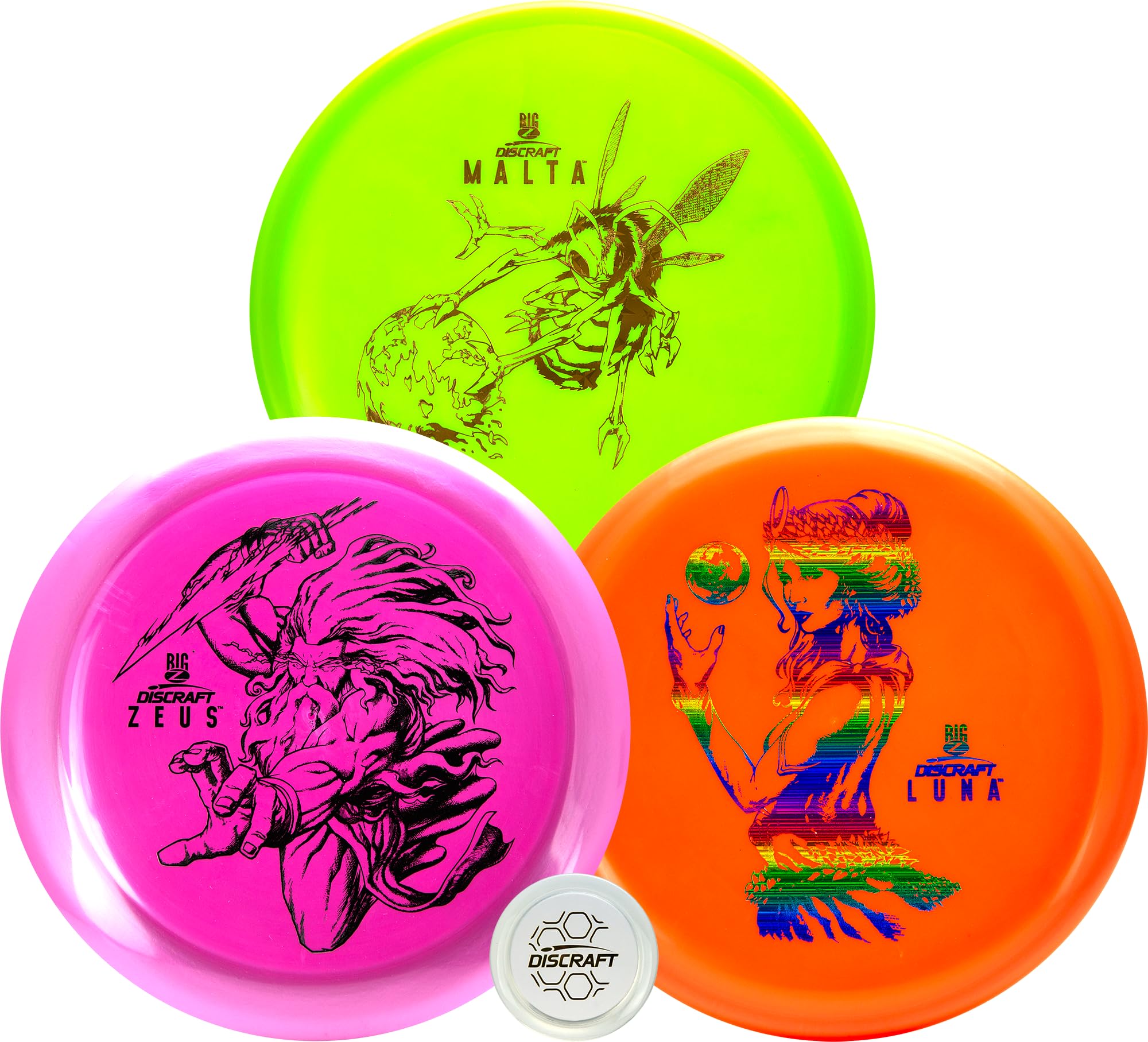 Paul McBeth Big Z Three-Pack Disc Golf Set - Zeus, Malta, Luna - Unique Colors/Foils Combinations